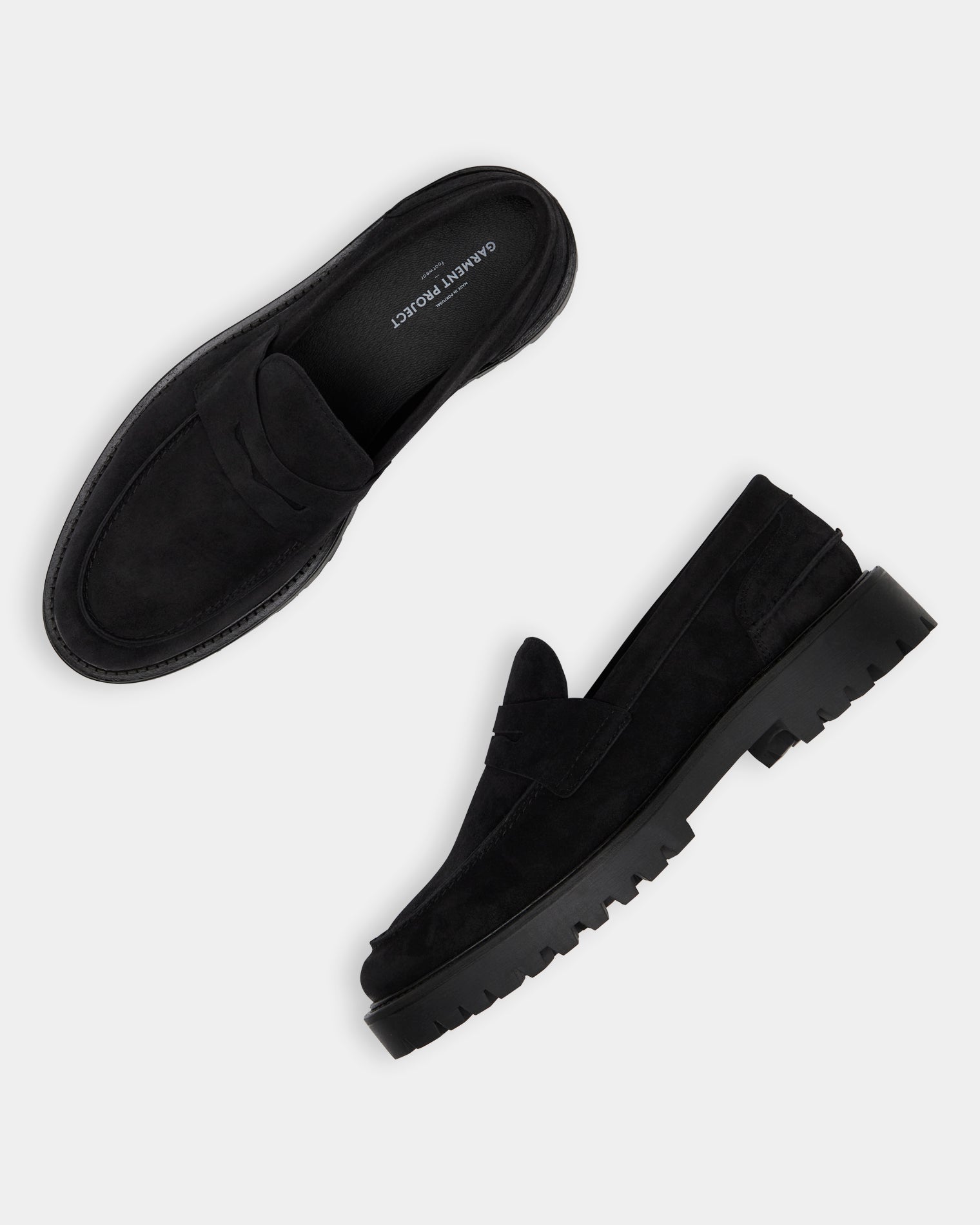 GARMENT PROJECT MAN Aaron Penny Loafer - Black Suede Loafer 999 Black