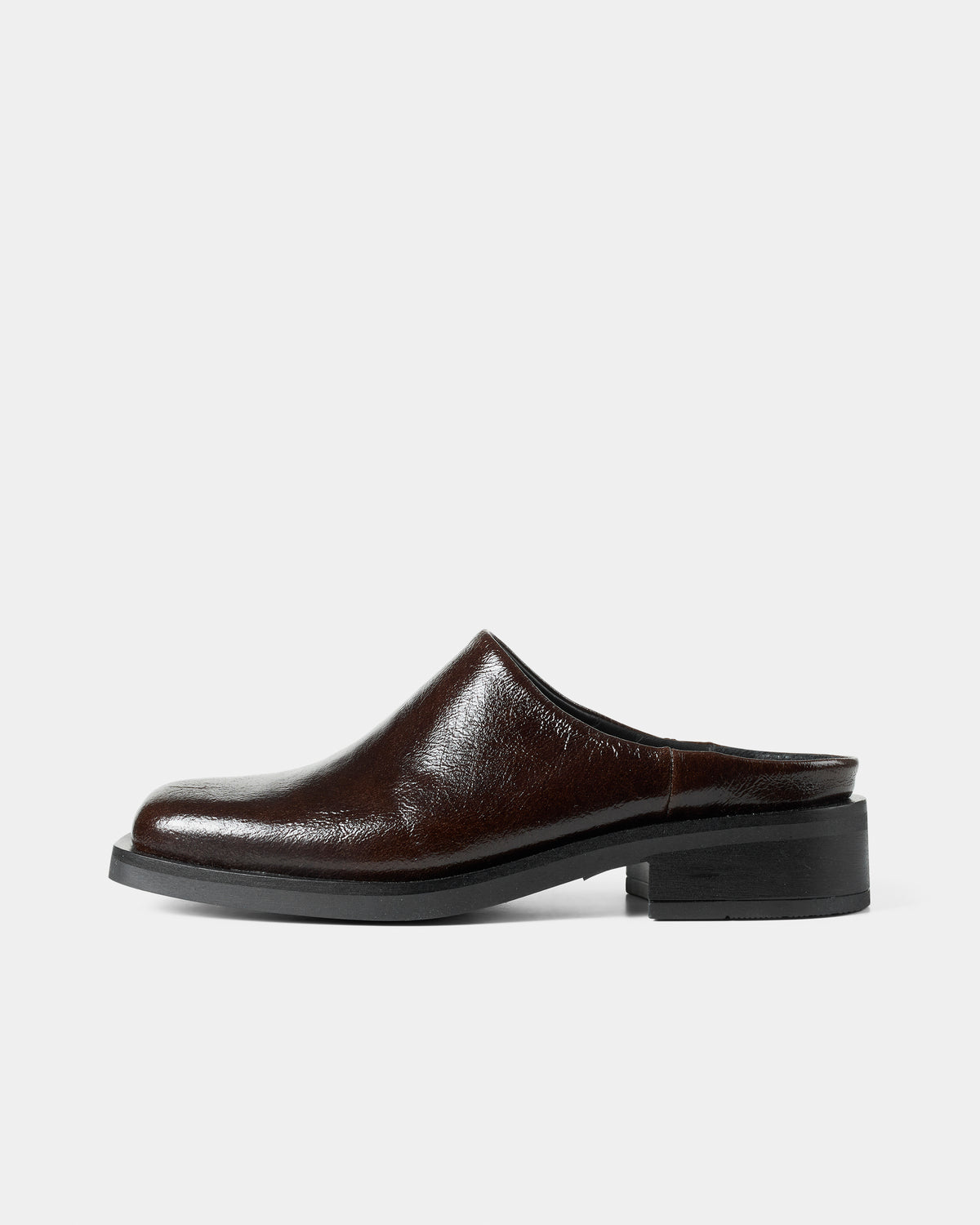 GARMENT PROJECT WMNS Alex Mule - Brown Vintage Patent Leather Mules 800 Brown