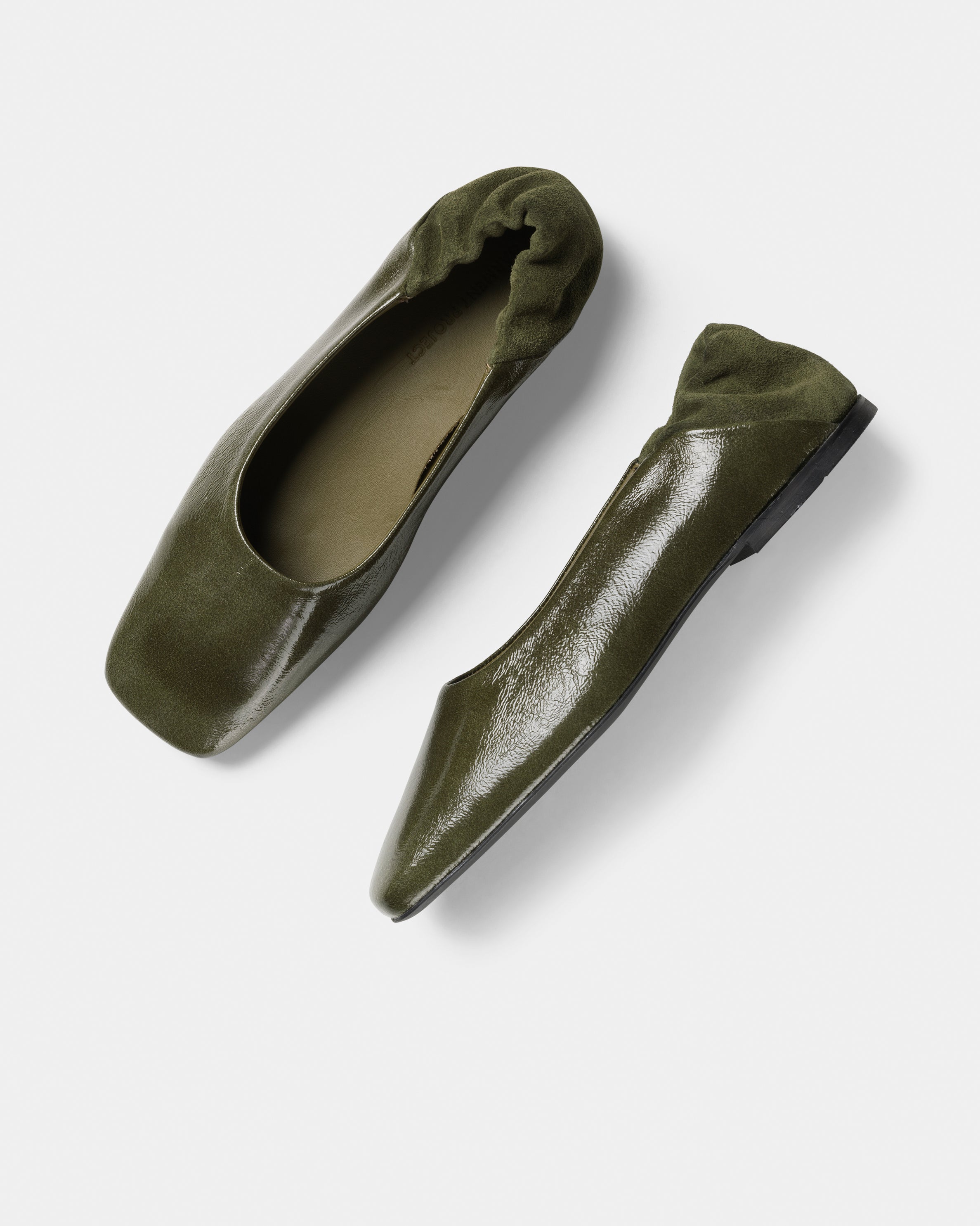 GARMENT PROJECT WMNS Bella - Olive Vintage Patent Leather Ballerinas 250 Olive