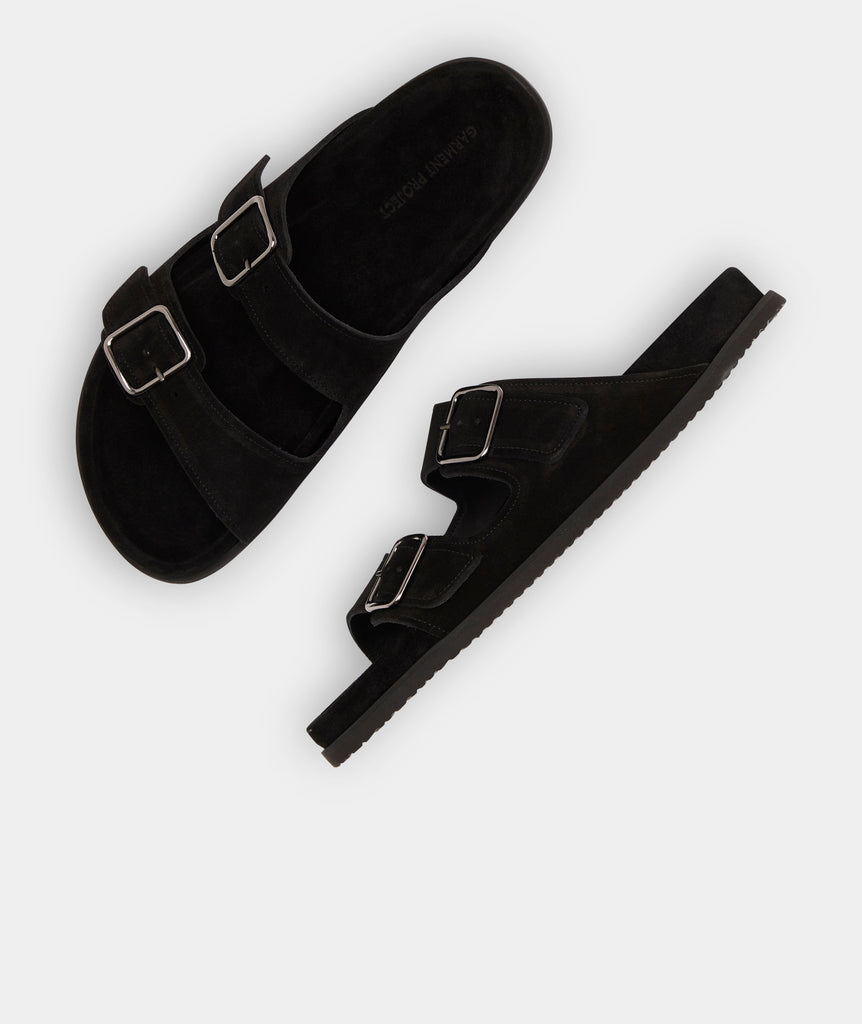 GARMENT PROJECT MAN Blake Sandal - Black Suede Shoes 999 Black
