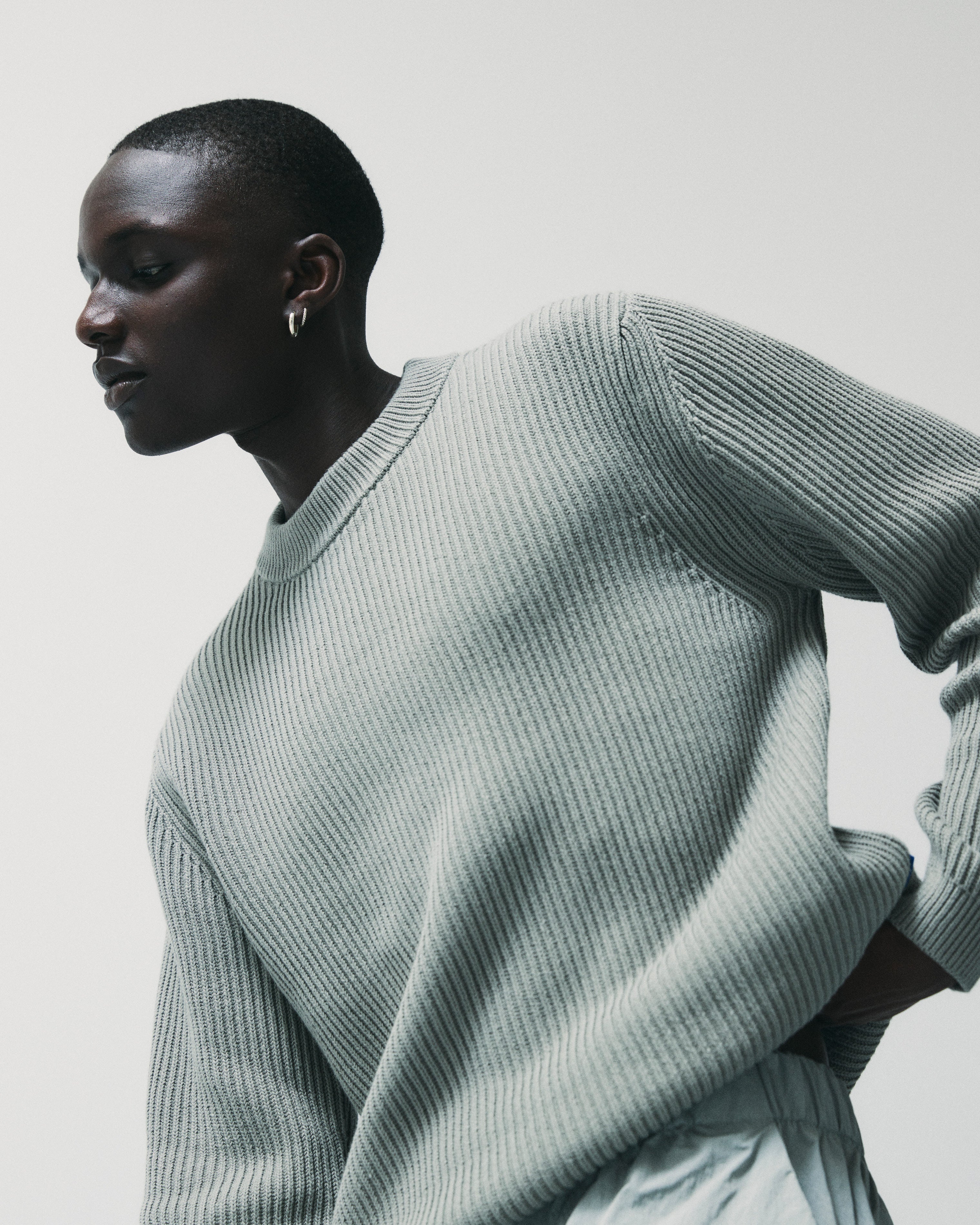 GARMENT PROJECT MAN Boxy Cotton Knit - Dusty Green Knit 255 Dusty Green