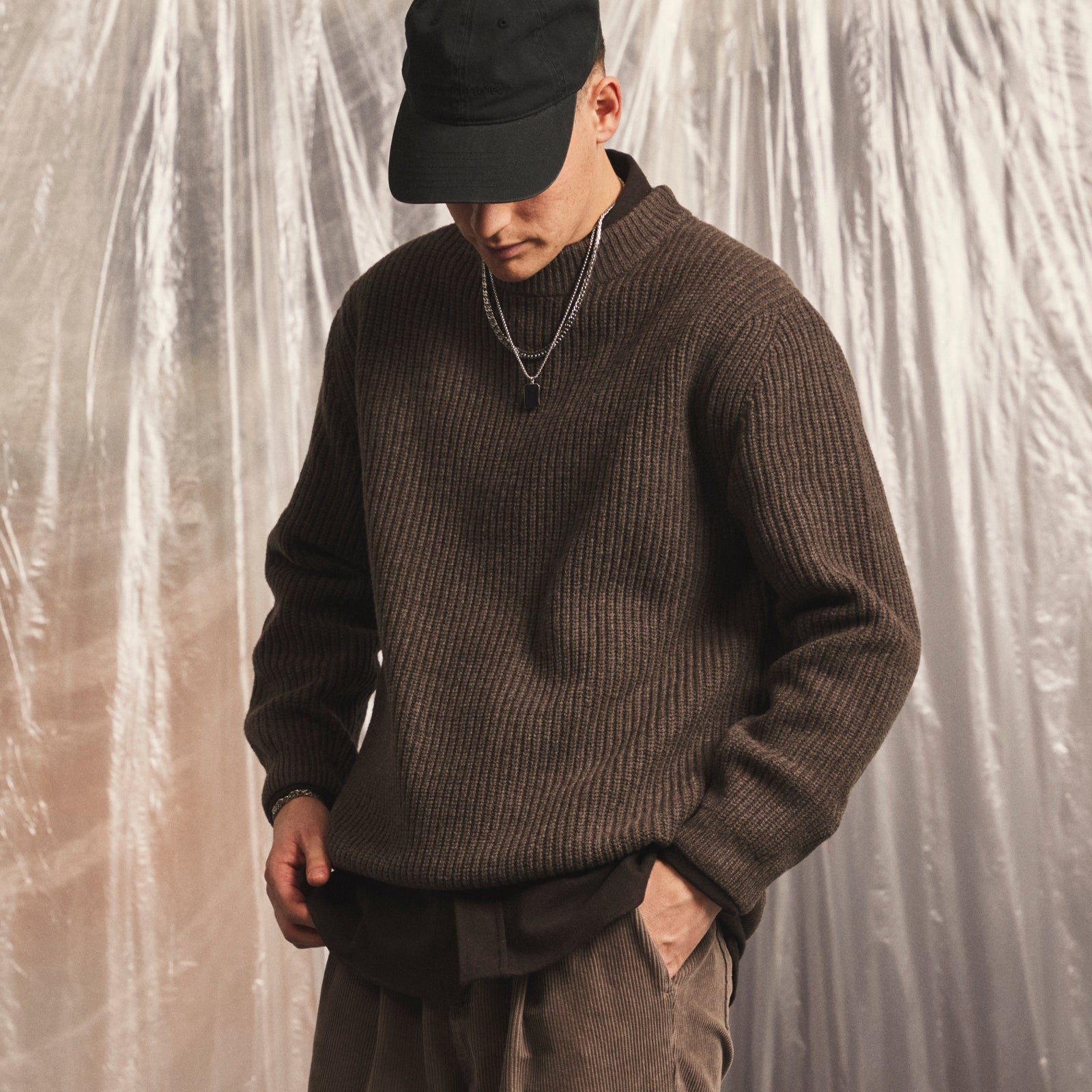 GARMENT PROJECT MAN Boxy Wool Knit - Taupe Melange Knit 140 Taupe