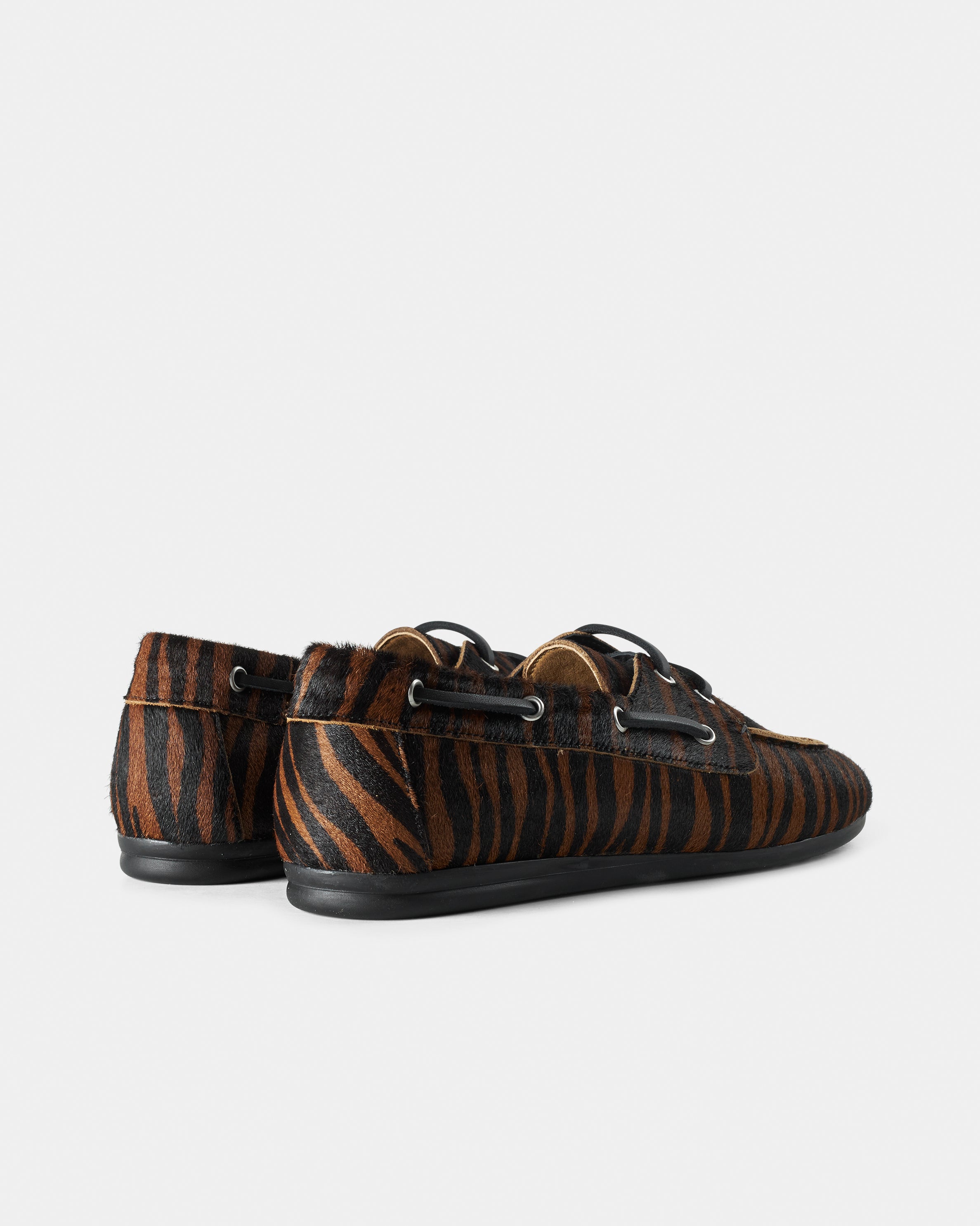 GARMENT PROJECT WMNS Daisy Boat Shoe - Brown Zebra Pony Hair Shoes 800 Brown