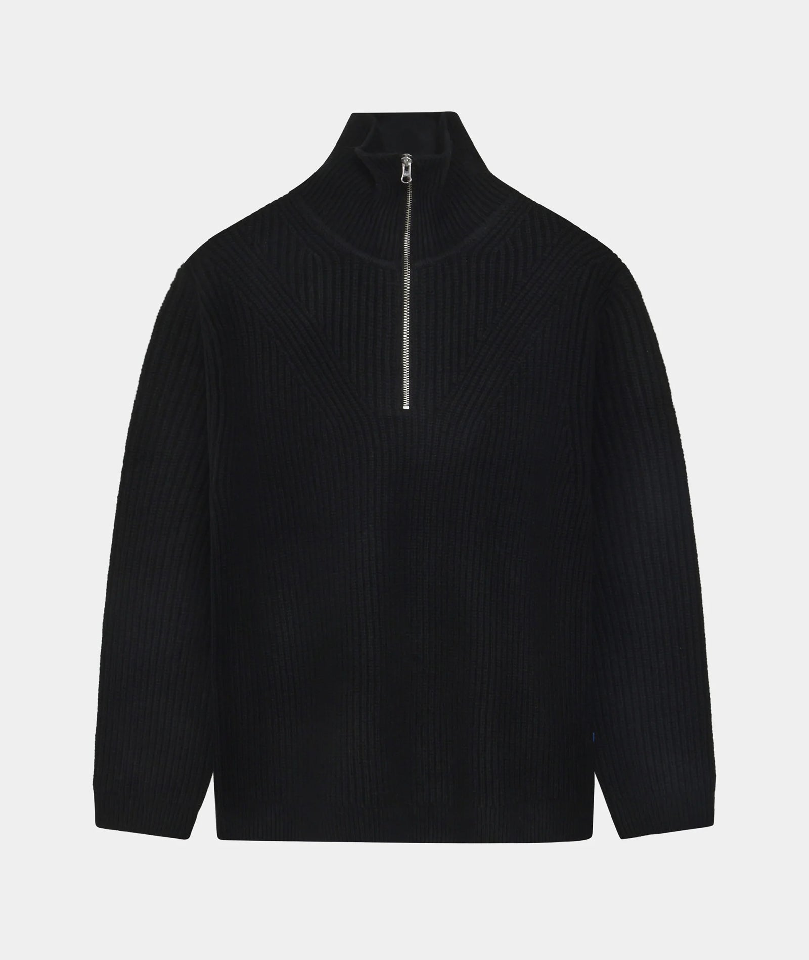 GARMENT PROJECT MAN Half Zip Wool Knit - Black Knit 999 Black