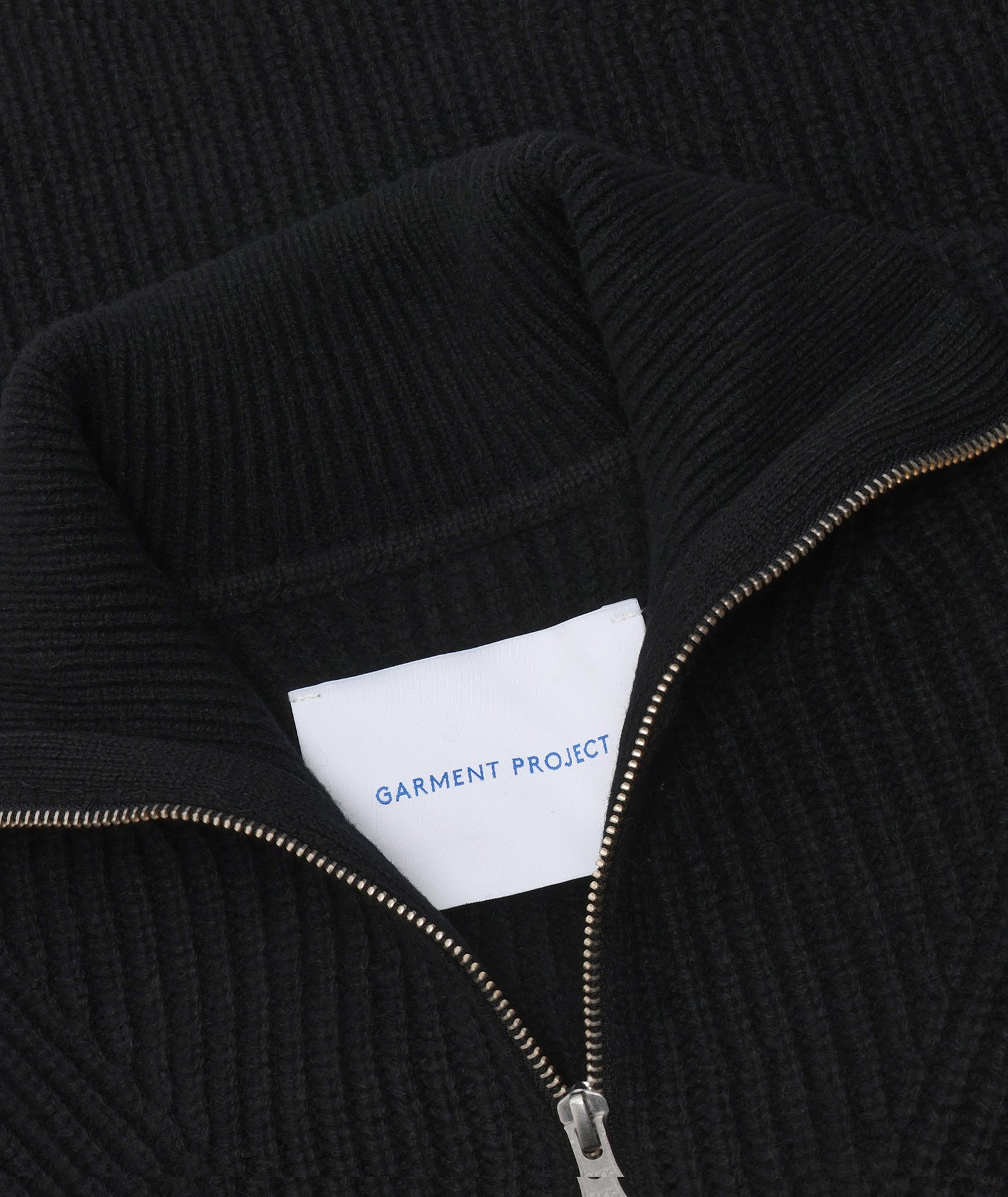 GARMENT PROJECT MAN Half Zip Wool Knit - Black Knit 999 Black