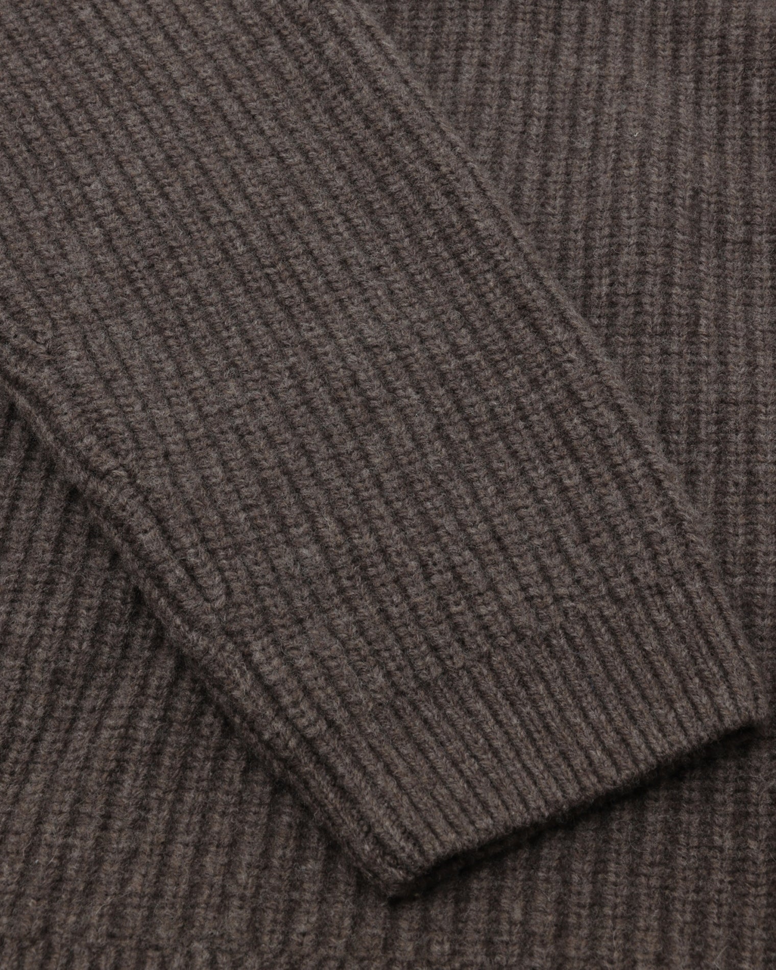 GARMENT PROJECT MAN Half Zip Wool Knit - Dark Taupe Melange Knit 140 Taupe