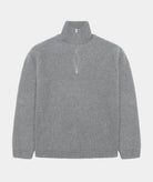 GARMENT PROJECT MAN Half Zip Wool Knit - Light Grey Melange Knit 7065 Light Grey Melange