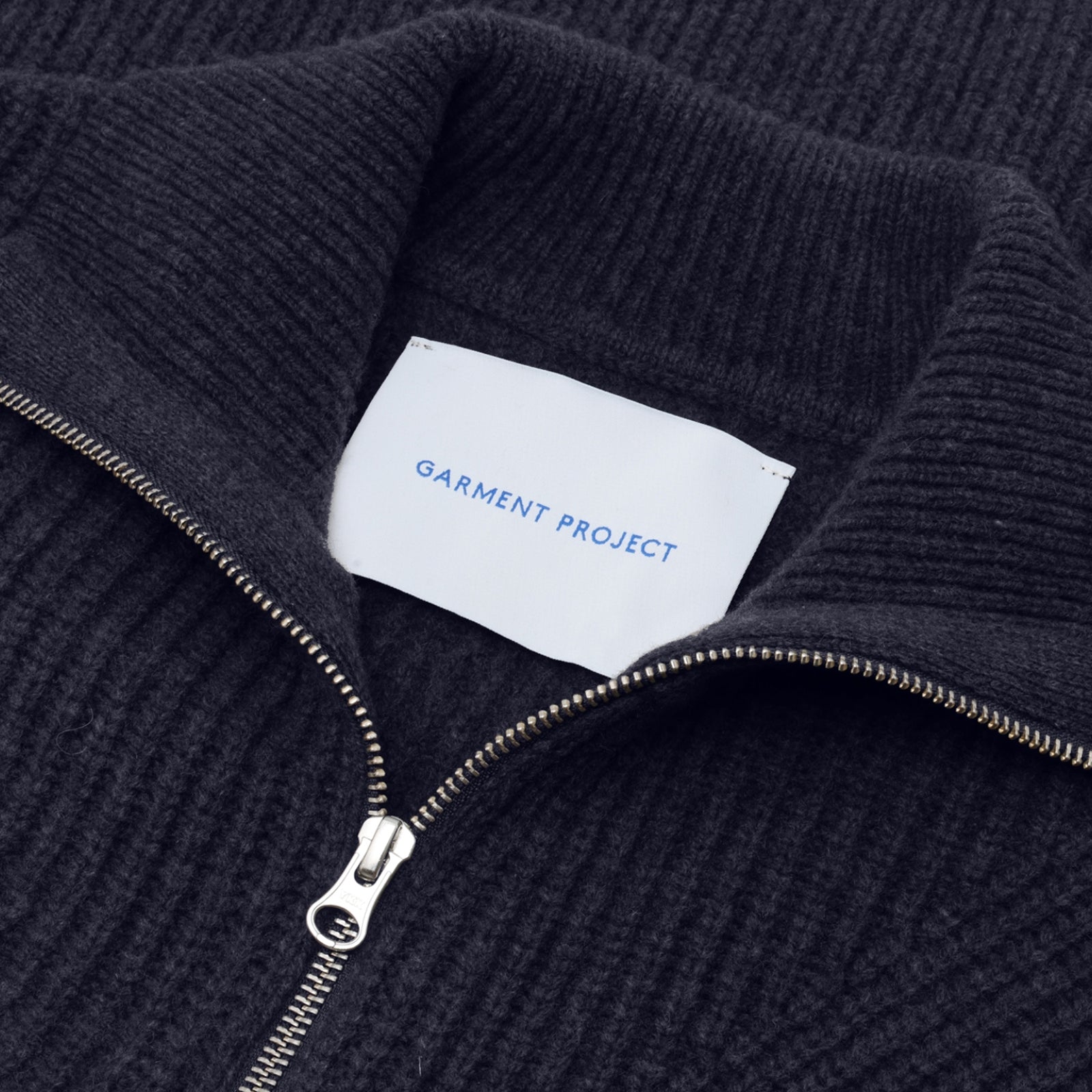 GARMENT PROJECT MAN Half Zip Wool Knit - Navy Knit 500 Navy