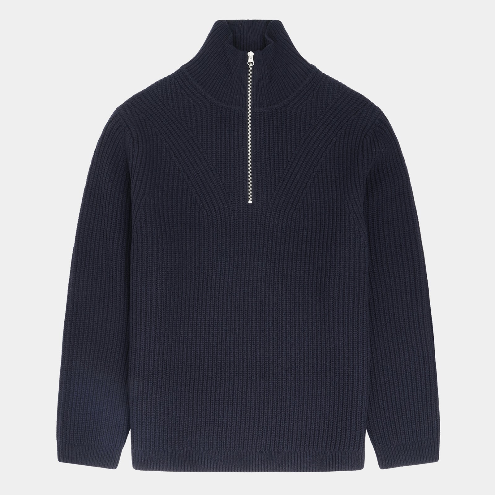GARMENT PROJECT MAN Half Zip Wool Knit - Navy Knit 500 Navy