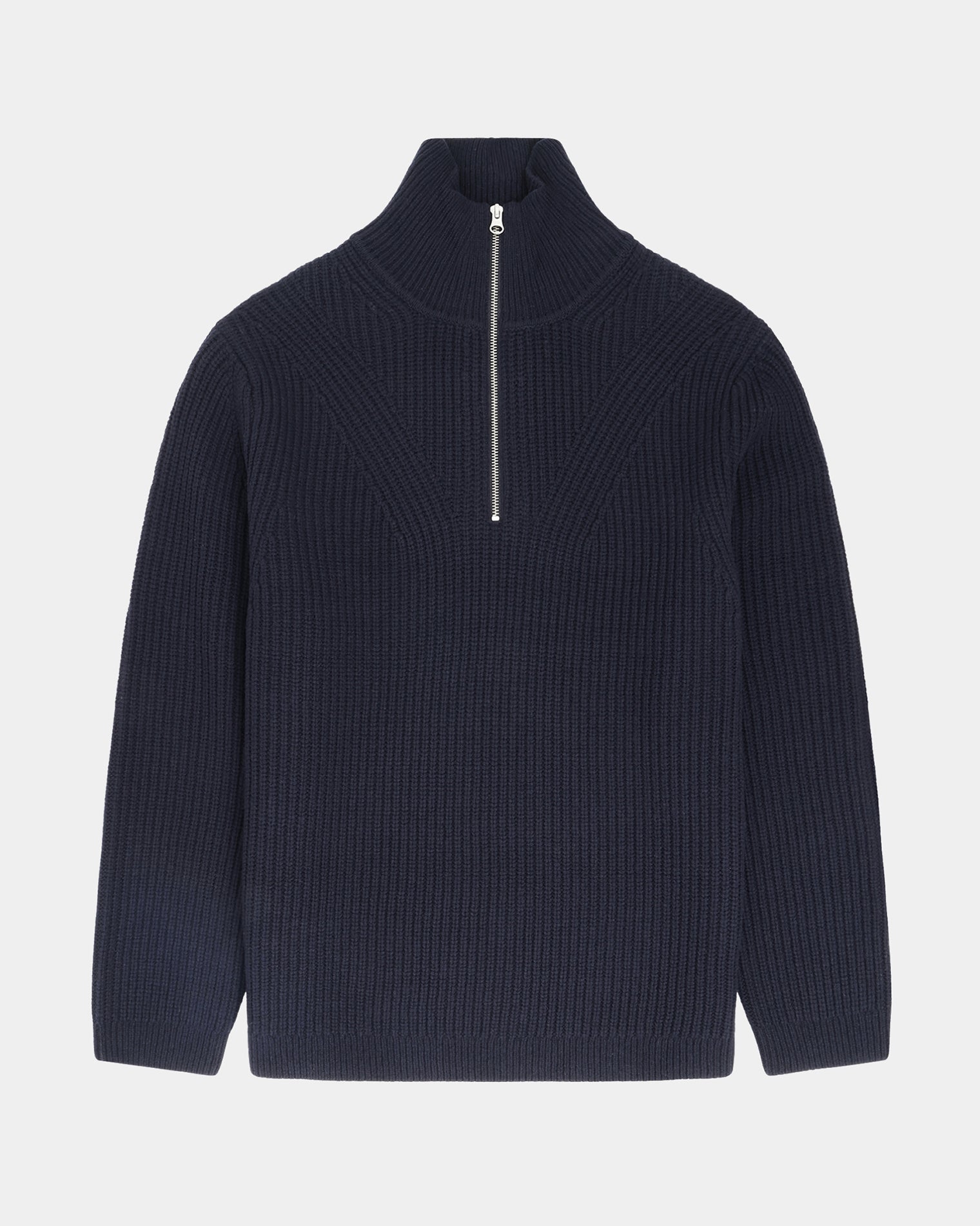 GARMENT PROJECT MAN Half Zip Wool Knit - Navy Knit 500 Navy