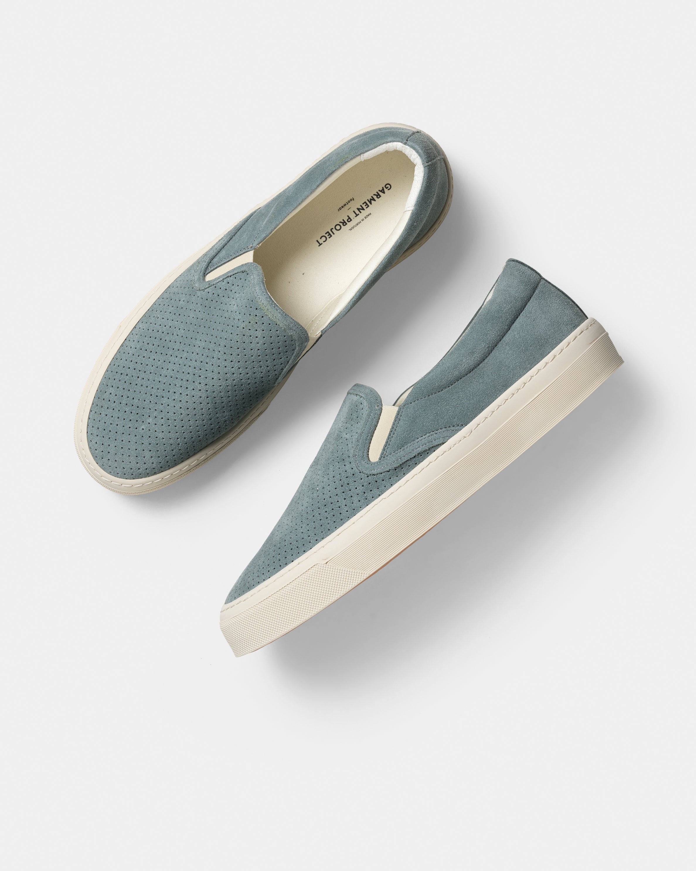 GARMENT PROJECT MAN Kit Slip-On - Dusty Green Perforated Suede Sneakers 255 Dusty Green