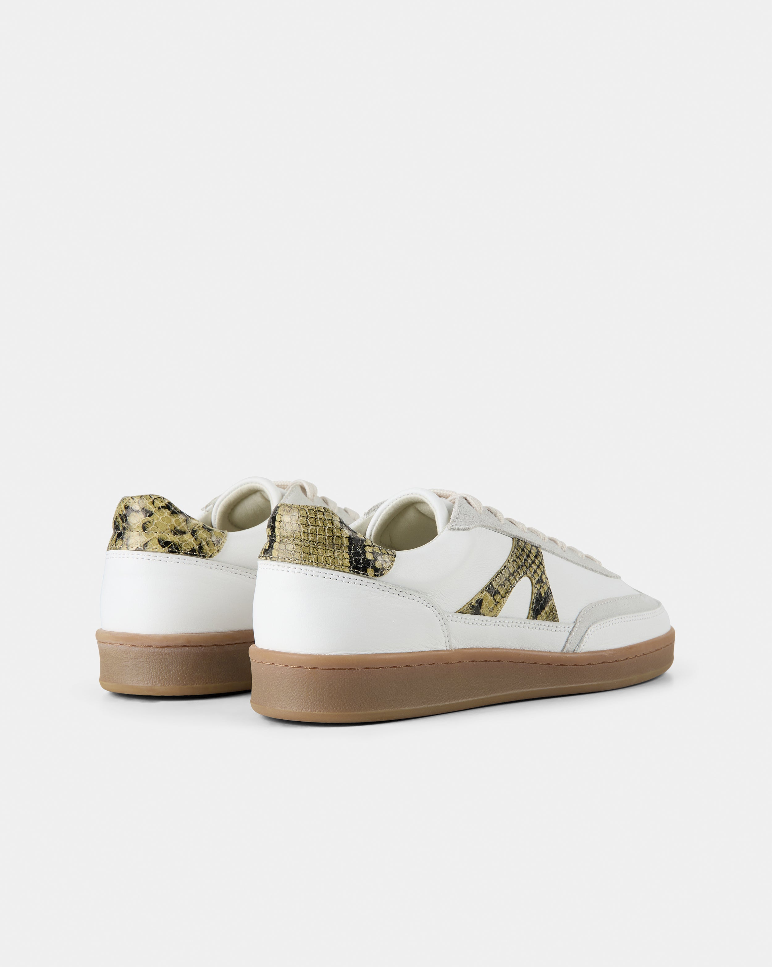 GARMENT PROJECT WMNS Liga - White/Soft Yellow Snake Leather Sneakers 305 Soft Yellow