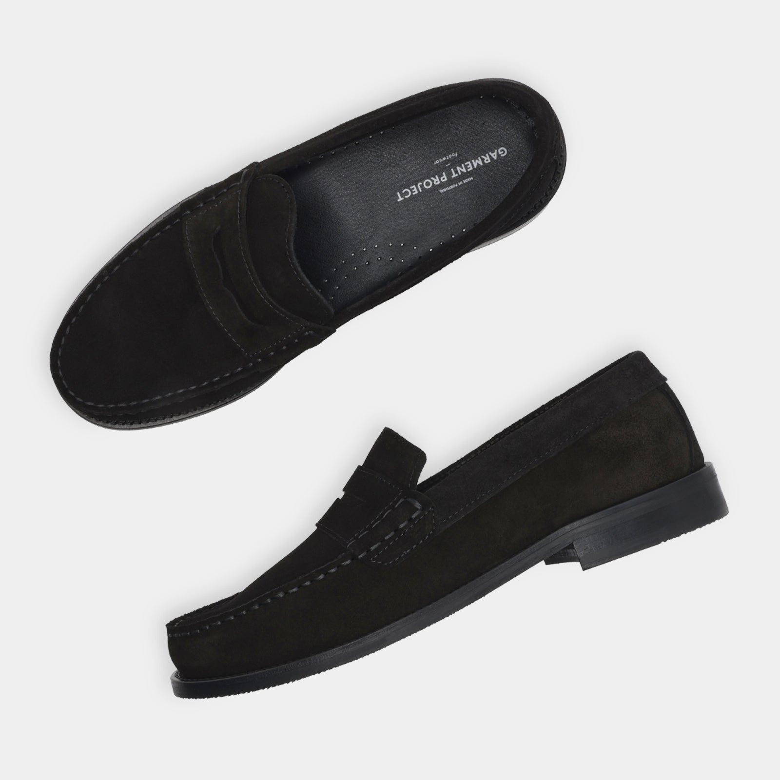 GARMENT PROJECT MAN Miles Penny Loafer - Black Suede Loafer 999 Black