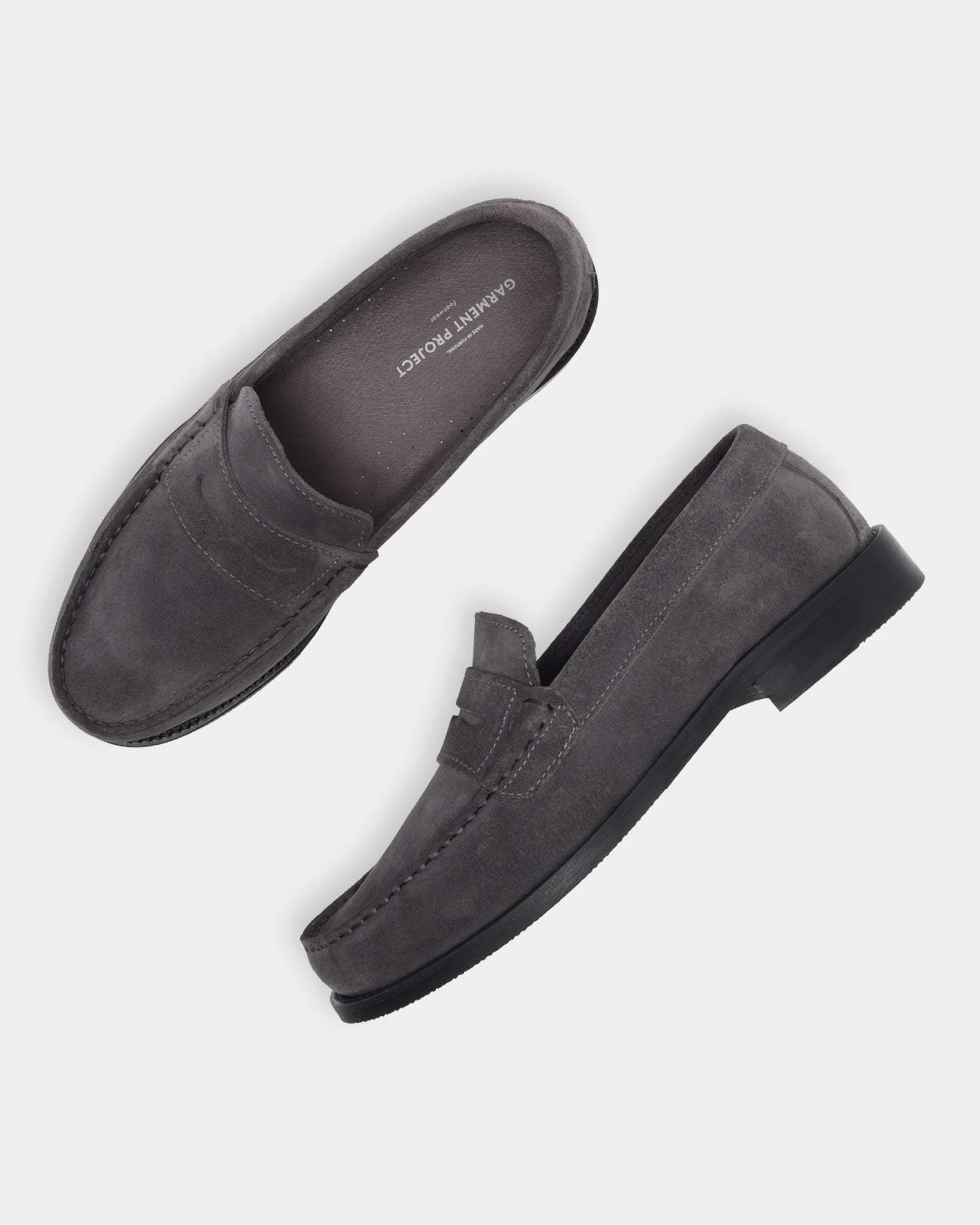 GARMENT PROJECT MAN Miles Penny Loafer - Charcoal Suede Shoes 445 Charcoal