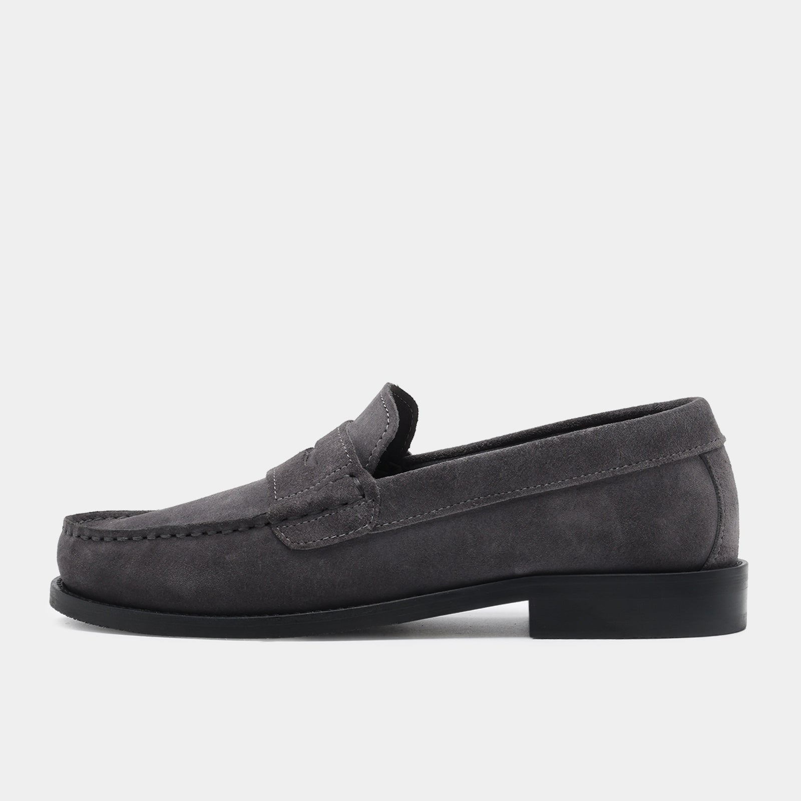 GARMENT PROJECT MAN Miles Penny Loafer - Charcoal Suede Shoes 445 Charcoal