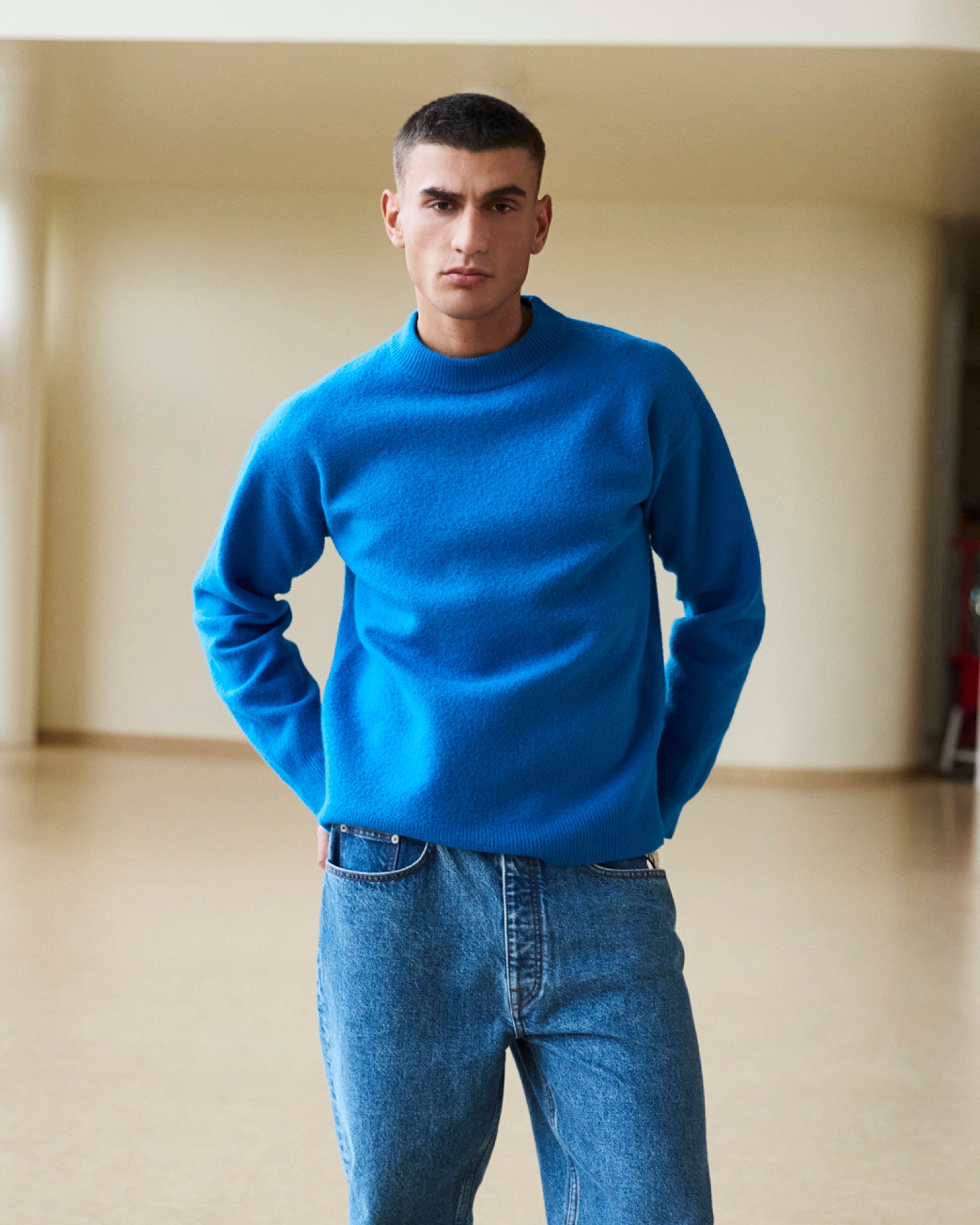 GARMENT PROJECT MAN Noah Wool Knit - Blue Knit 550 Blue