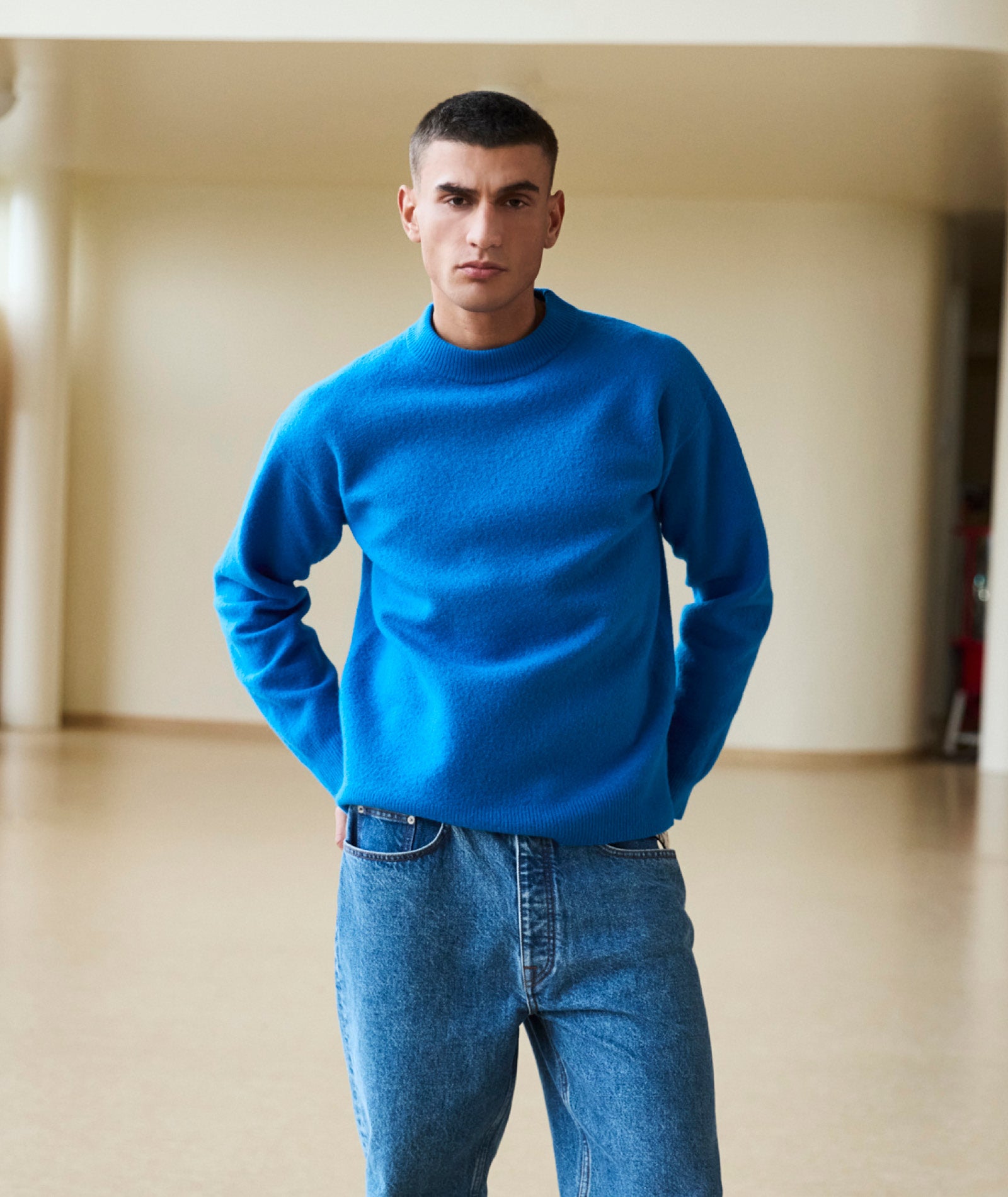 GARMENT PROJECT MAN Noah Wool Knit - Blue Knit 550 Blue