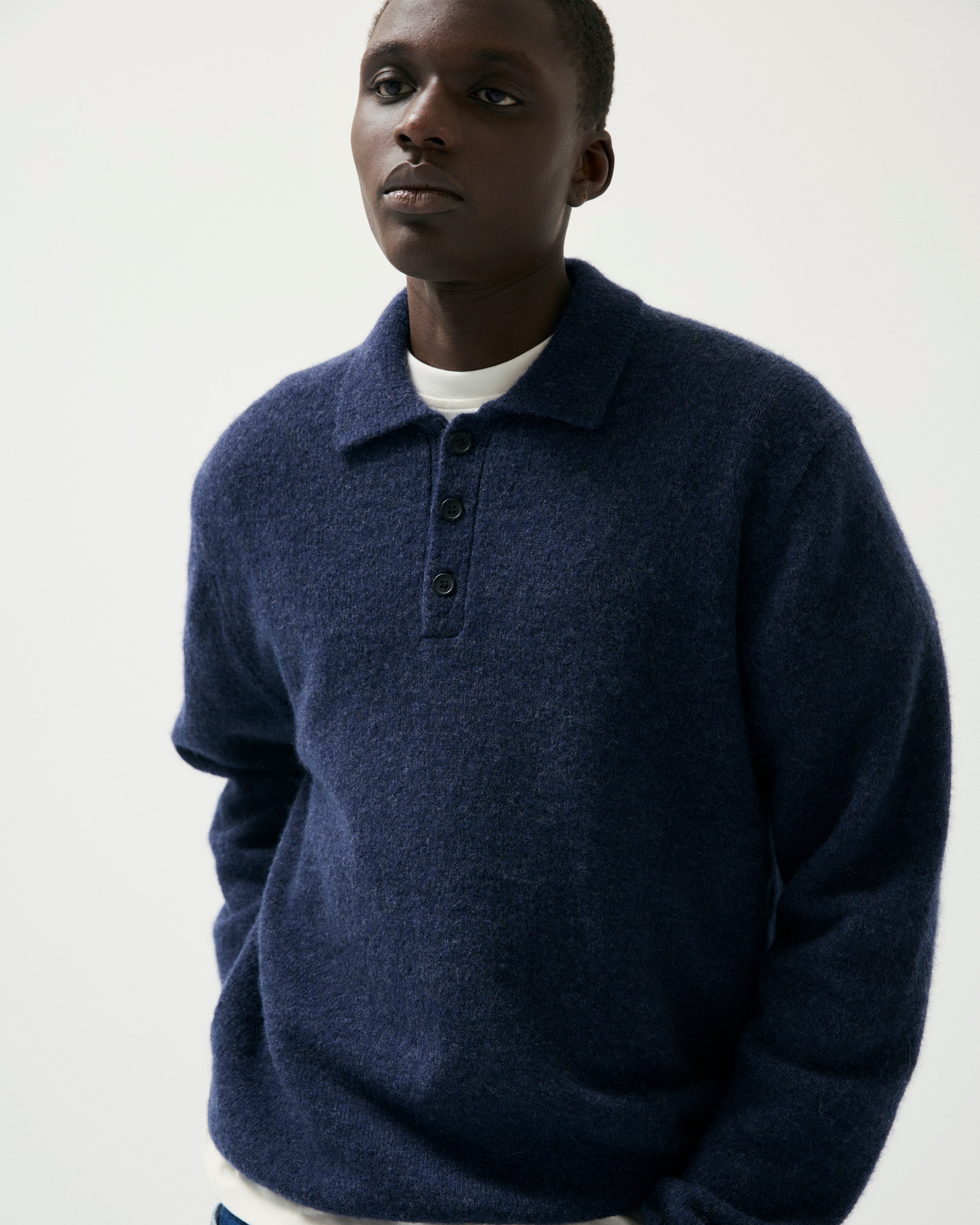 GARMENT PROJECT MAN Norton - Navy Melange Knit 500 Navy