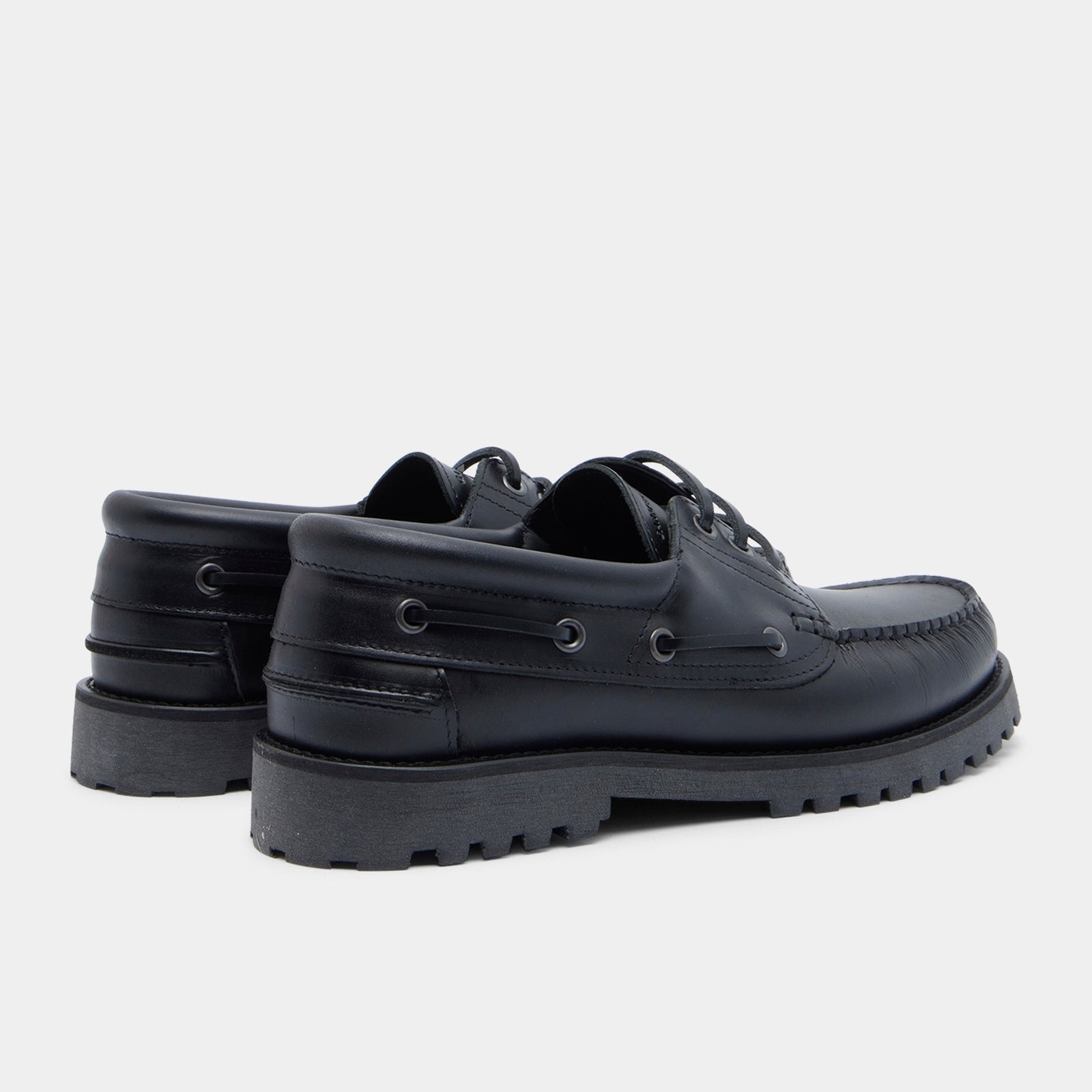 GARMENT PROJECT MAN Ollie Boat Shoe - Black Leather Shoes 999 Black