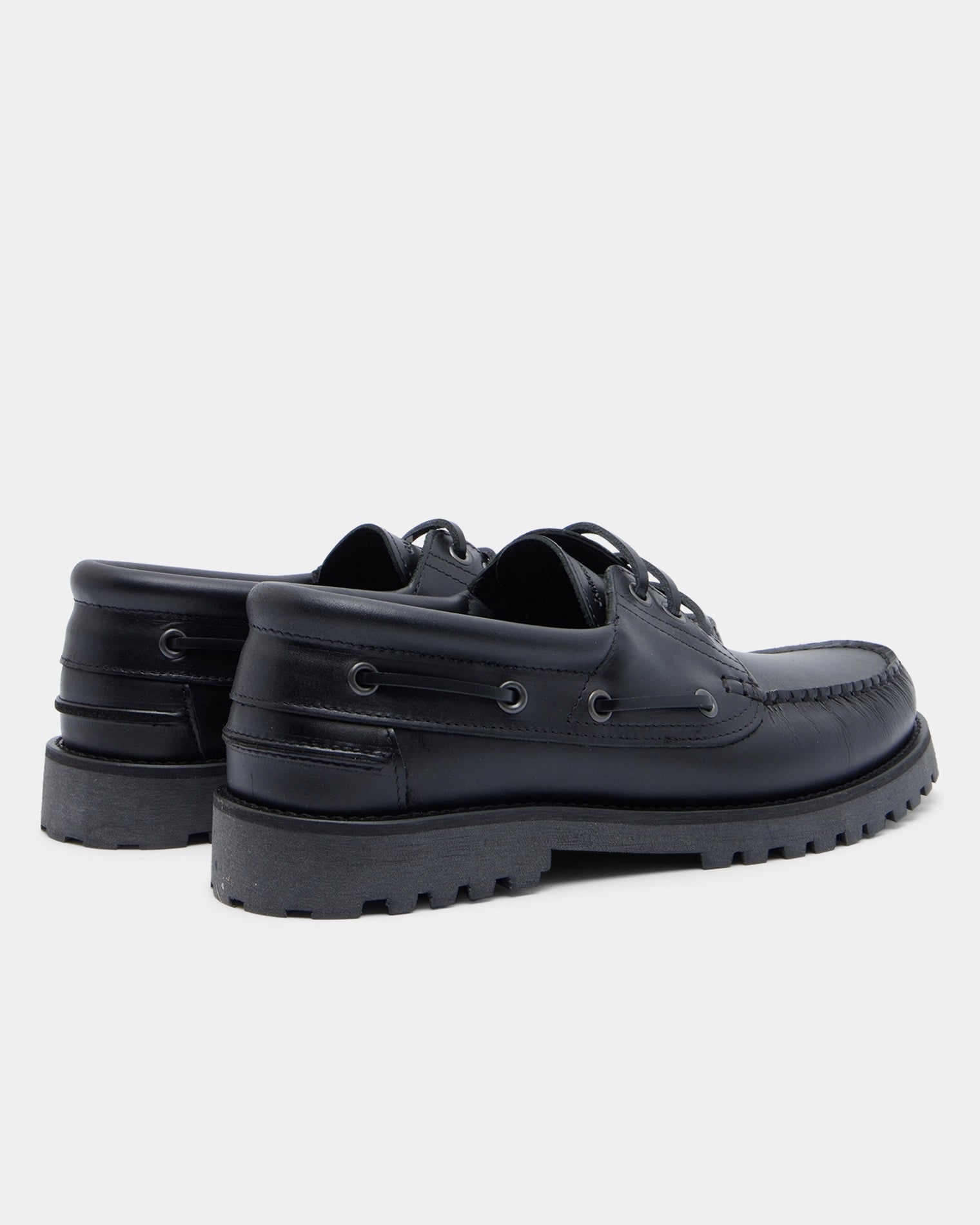 GARMENT PROJECT MAN Ollie Boat Shoe - Black Leather Shoes 999 Black
