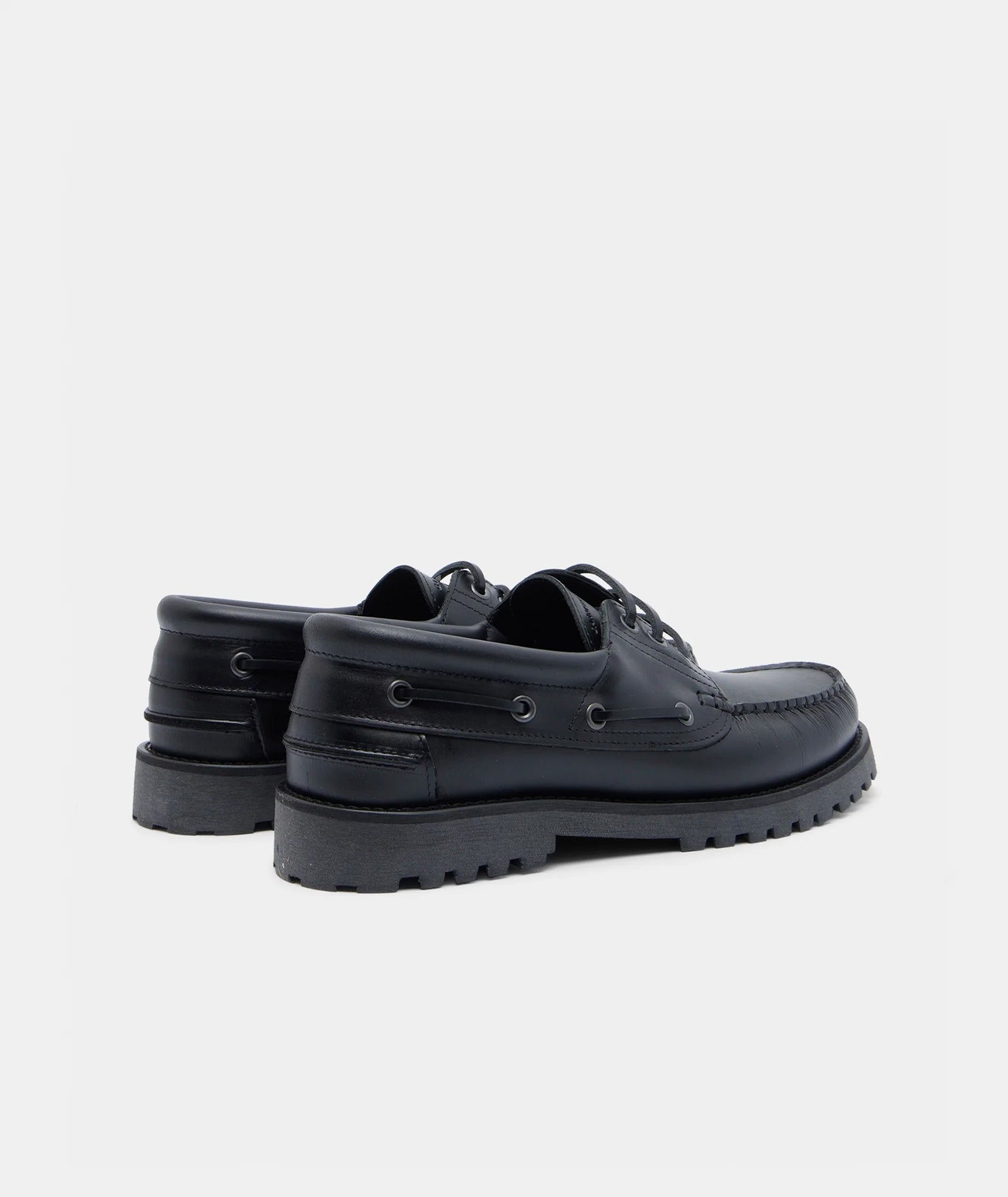 GARMENT PROJECT MAN Ollie Boat Shoe - Black Leather Shoes 999 Black