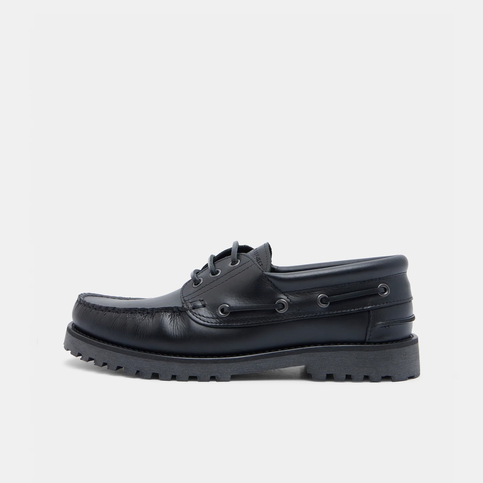 GARMENT PROJECT MAN Ollie Boat Shoe - Black Leather Shoes 999 Black