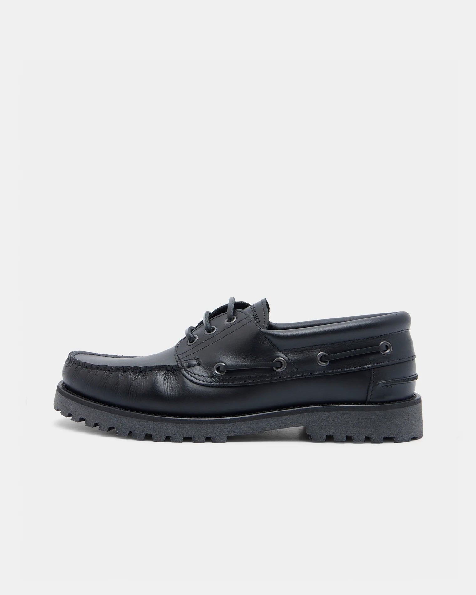 GARMENT PROJECT MAN Ollie Boat Shoe - Black Leather Shoes 999 Black