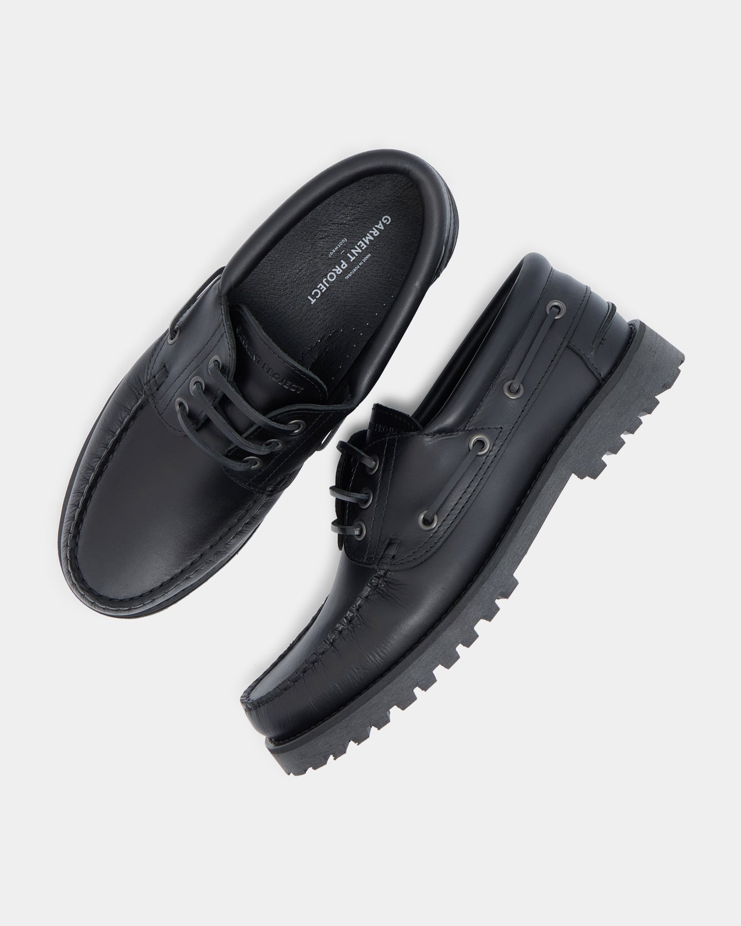 GARMENT PROJECT MAN Ollie Boat Shoe - Black Leather Shoes 999 Black