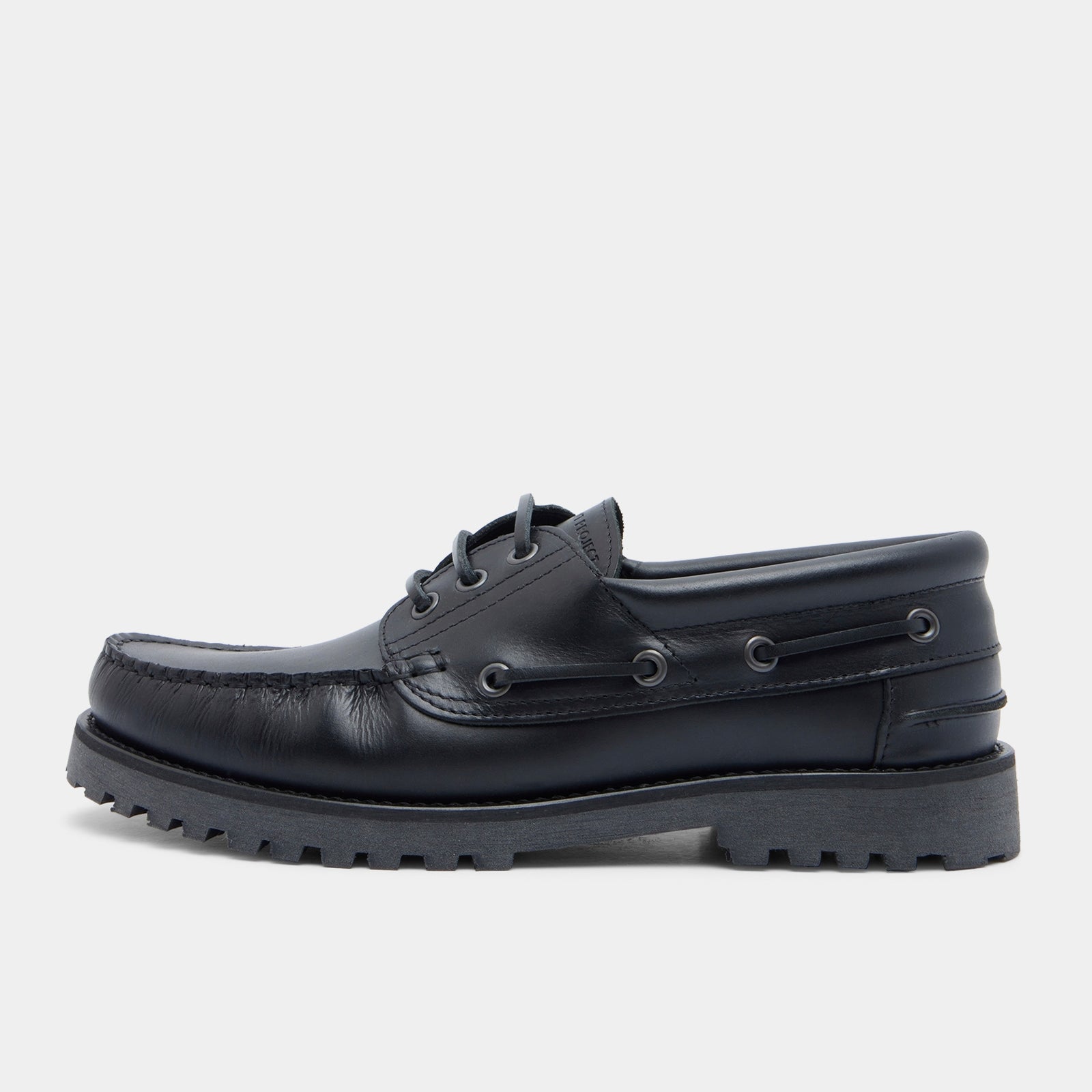 GARMENT PROJECT MAN Ollie Boat Shoe - Black Leather Shoes 999 Black