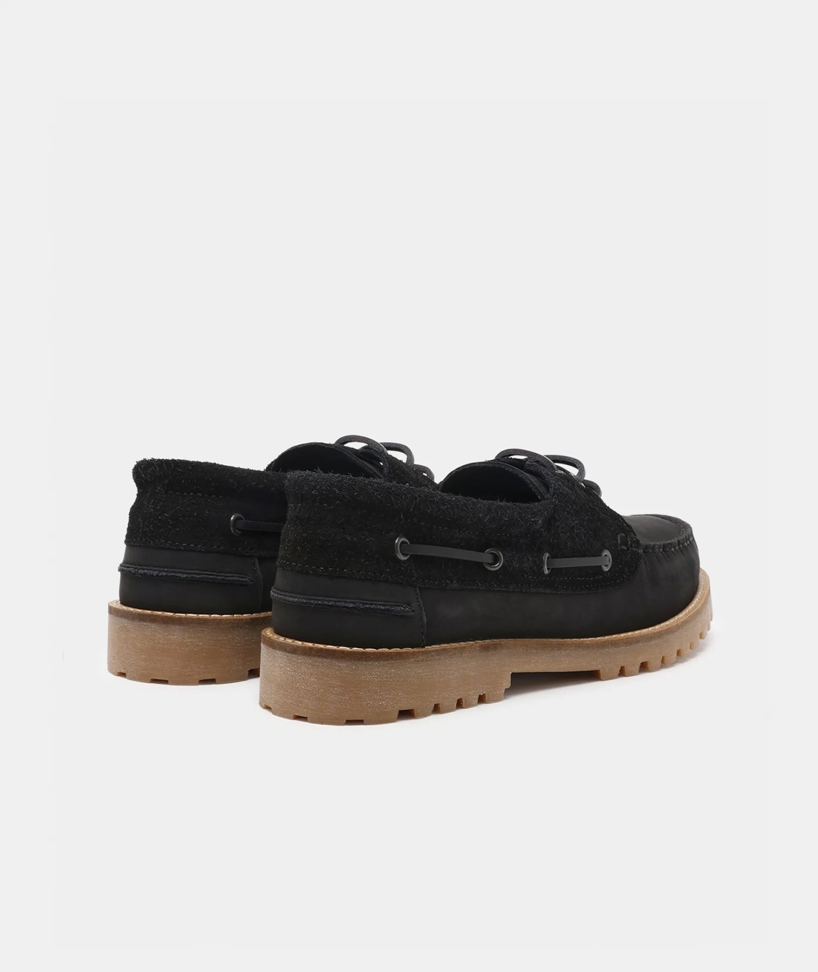 GARMENT PROJECT MAN Ollie Boat Shoe - Black Nubuck/Hairy Suede Shoes 999 Black