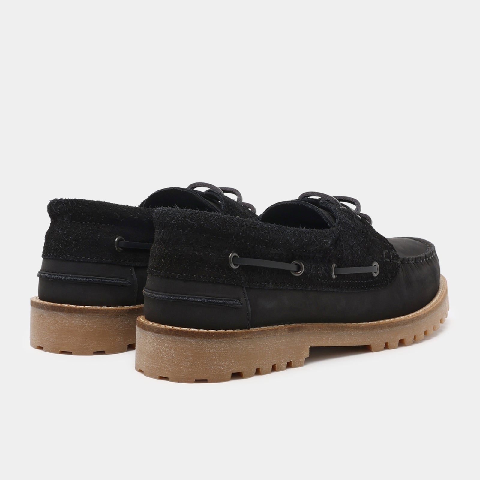 GARMENT PROJECT MAN Ollie Boat Shoe - Black Nubuck/Hairy Suede Shoes 999 Black