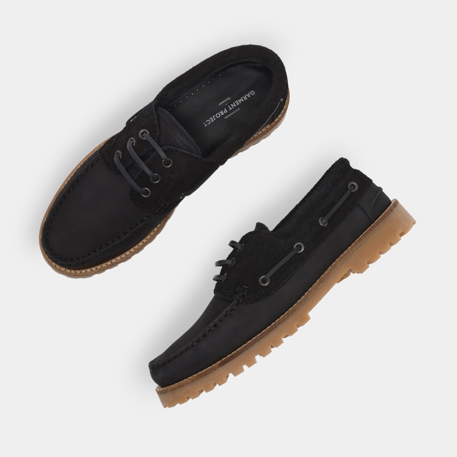 GARMENT PROJECT MAN Ollie Boat Shoe - Black Nubuck/Hairy Suede Shoes 999 Black