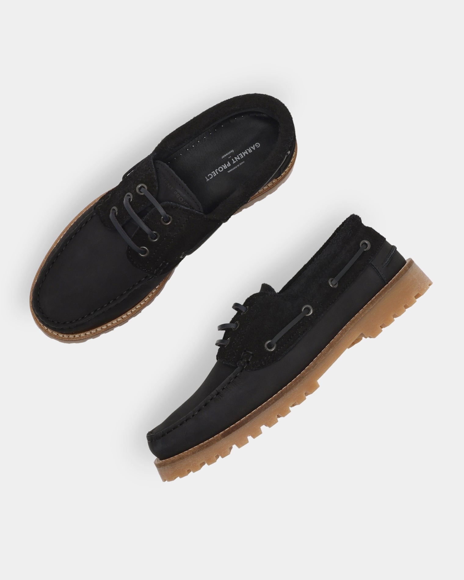 GARMENT PROJECT MAN Ollie Boat Shoe - Black Nubuck/Hairy Suede Shoes 999 Black