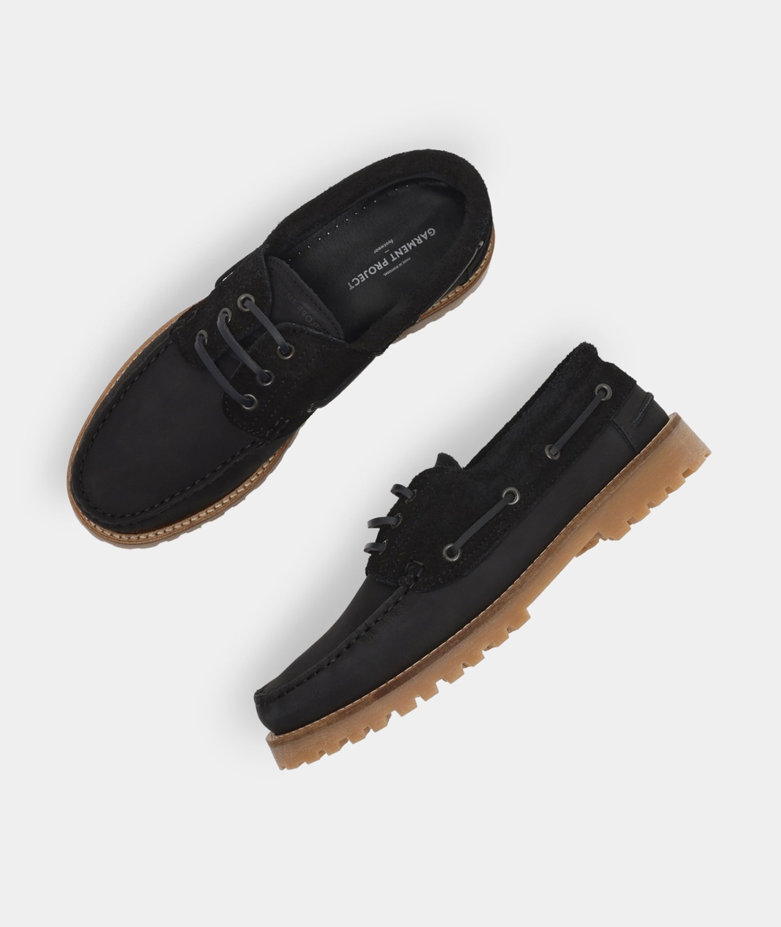 GARMENT PROJECT MAN Ollie Boat Shoe - Black Nubuck/Hairy Suede Shoes 999 Black