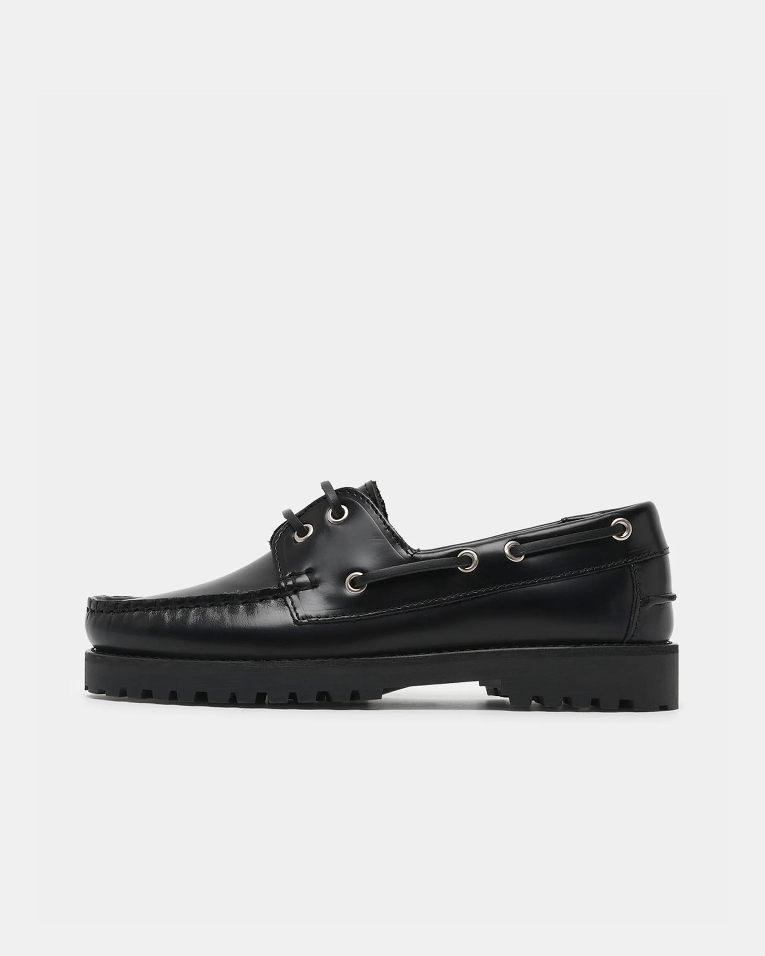 GARMENT PROJECT WMNS Ollie Boat Shoe - Black Polido Leather Shoes 999 Black