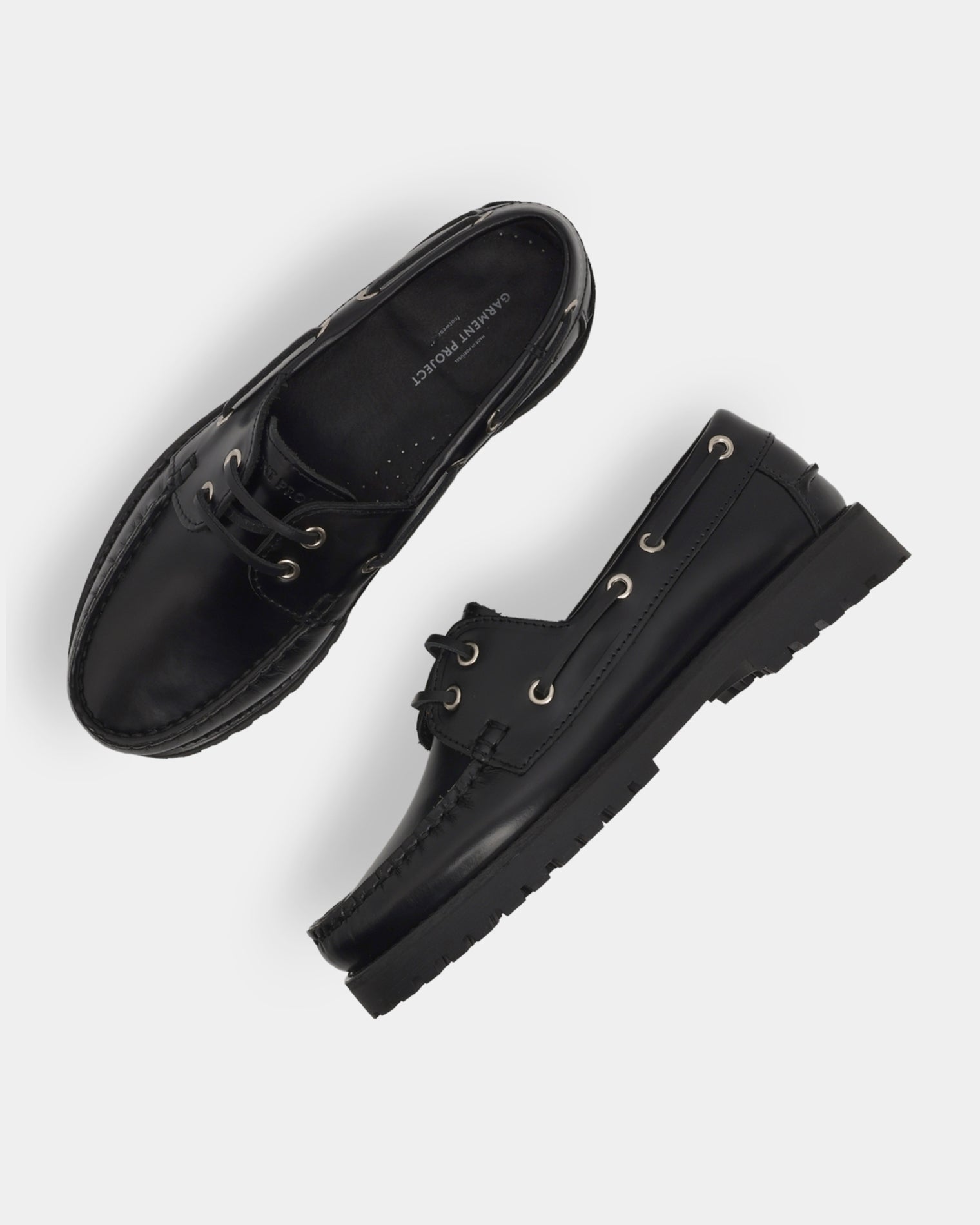 GARMENT PROJECT WMNS Ollie Boat Shoe - Black Polido Leather Shoes 999 Black