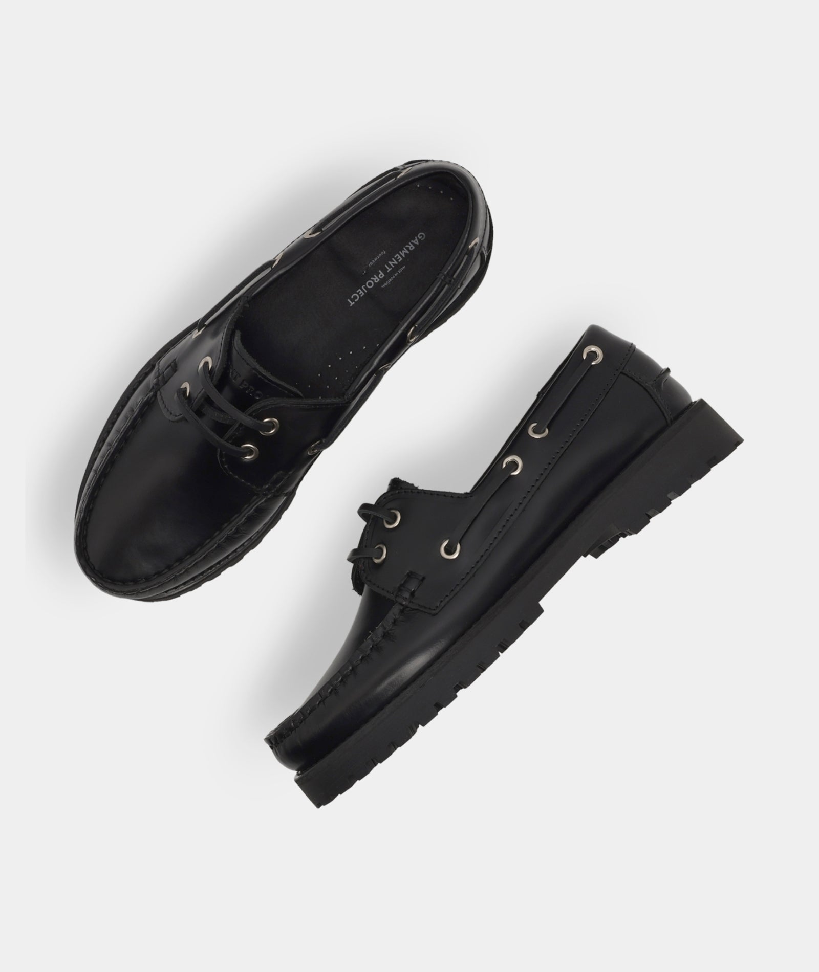GARMENT PROJECT WMNS Ollie Boat Shoe - Black Polido Leather Shoes 999 Black