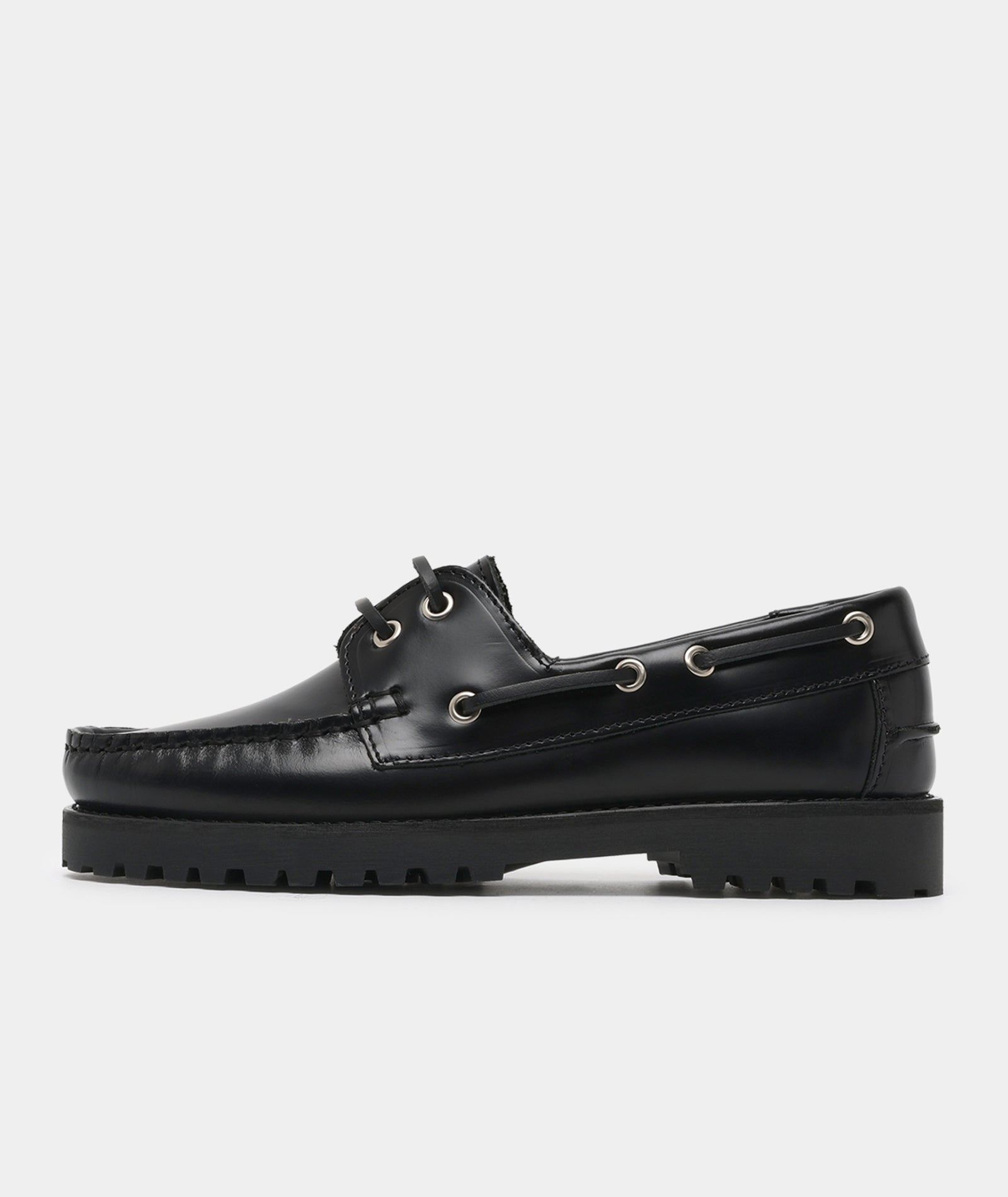 GARMENT PROJECT WMNS Ollie Boat Shoe - Black Polido Leather Shoes 999 Black
