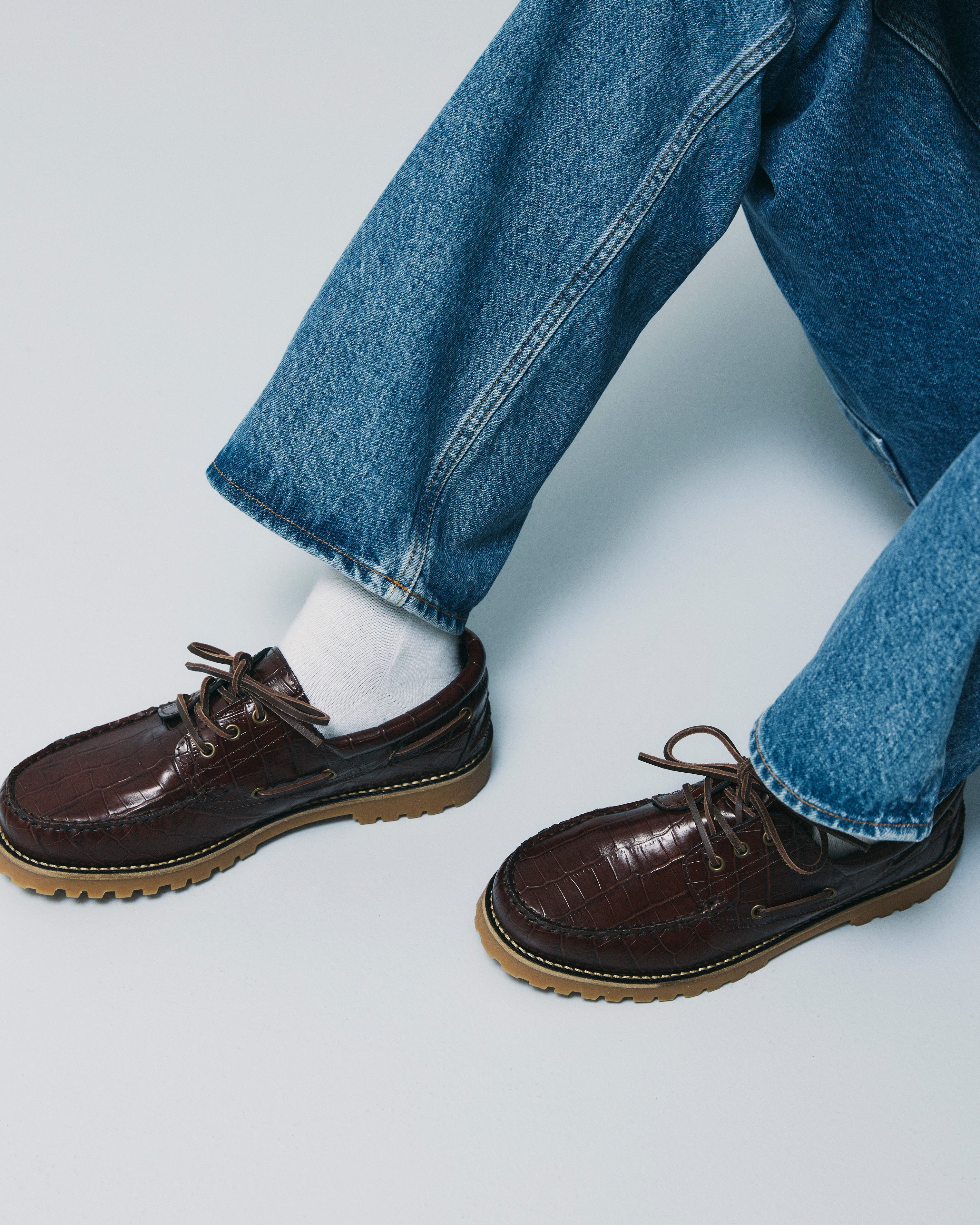 GARMENT PROJECT MAN Ollie Boat Shoe - Brown Croco Leather Shoes 800 Brown