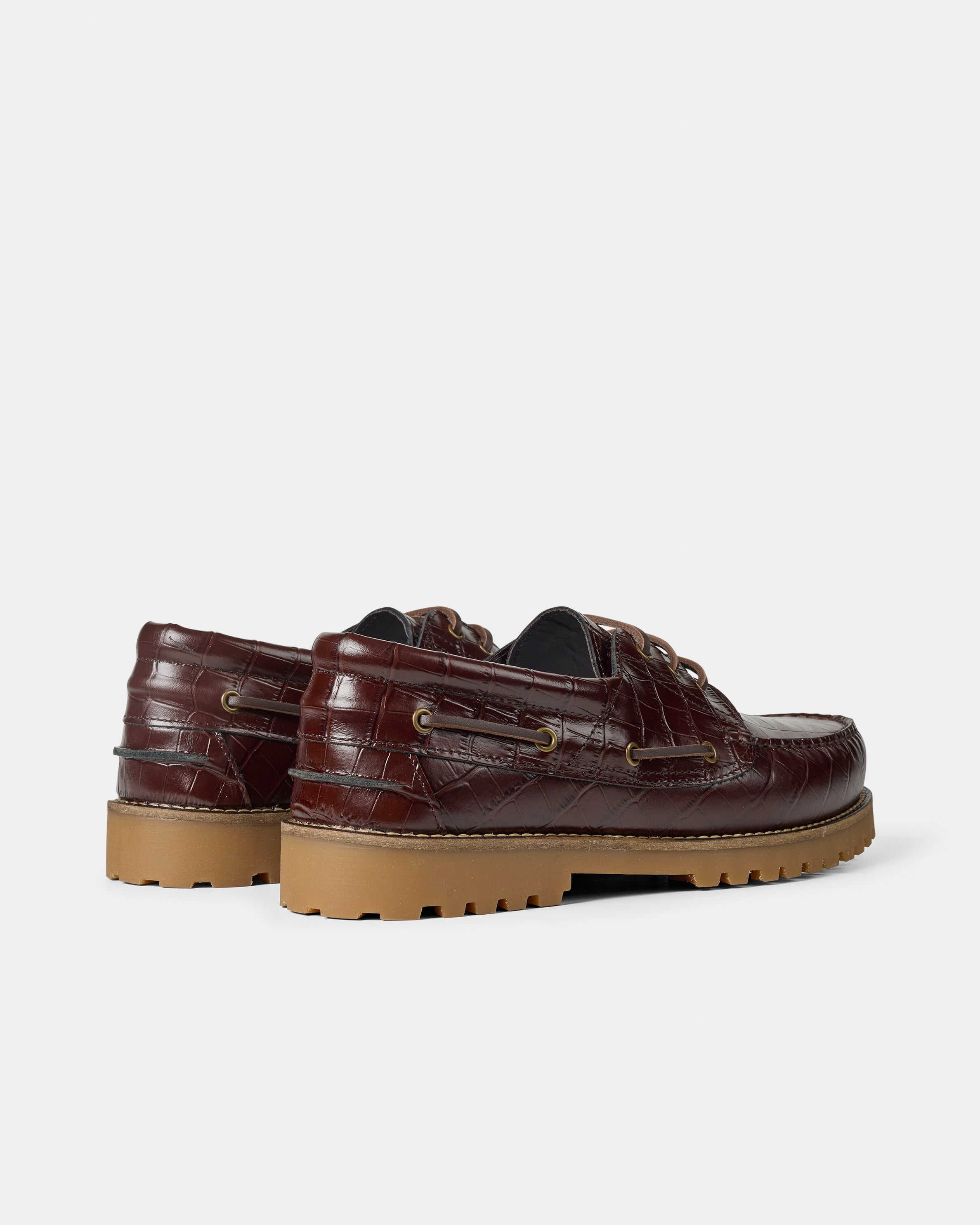 GARMENT PROJECT MAN Ollie Boat Shoe - Brown Croco Leather Shoes 800 Brown