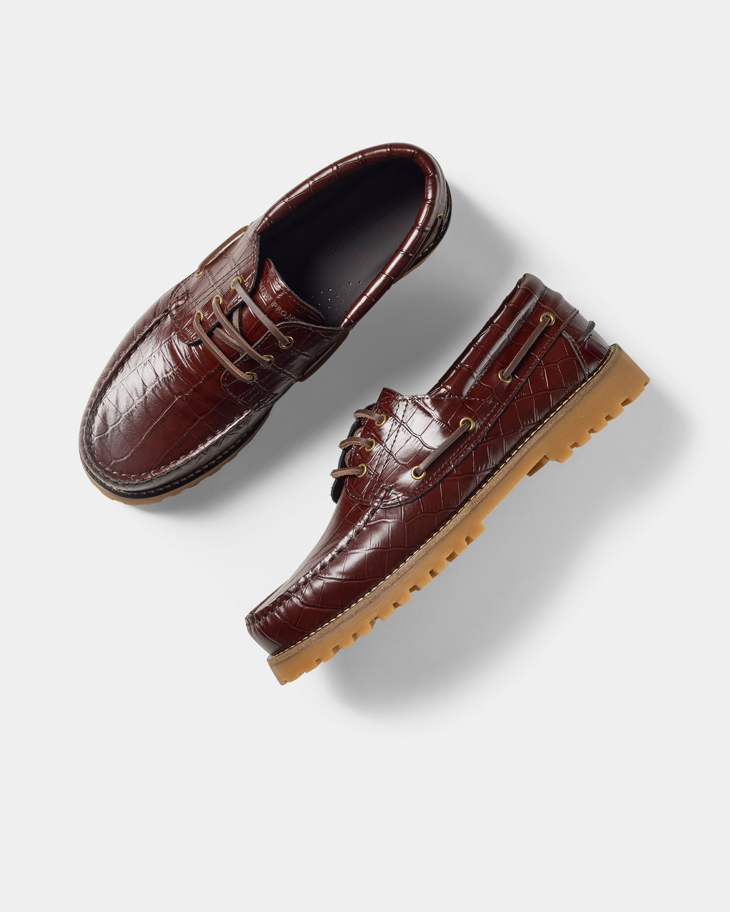 GARMENT PROJECT MAN Ollie Boat Shoe - Brown Croco Leather Shoes 800 Brown