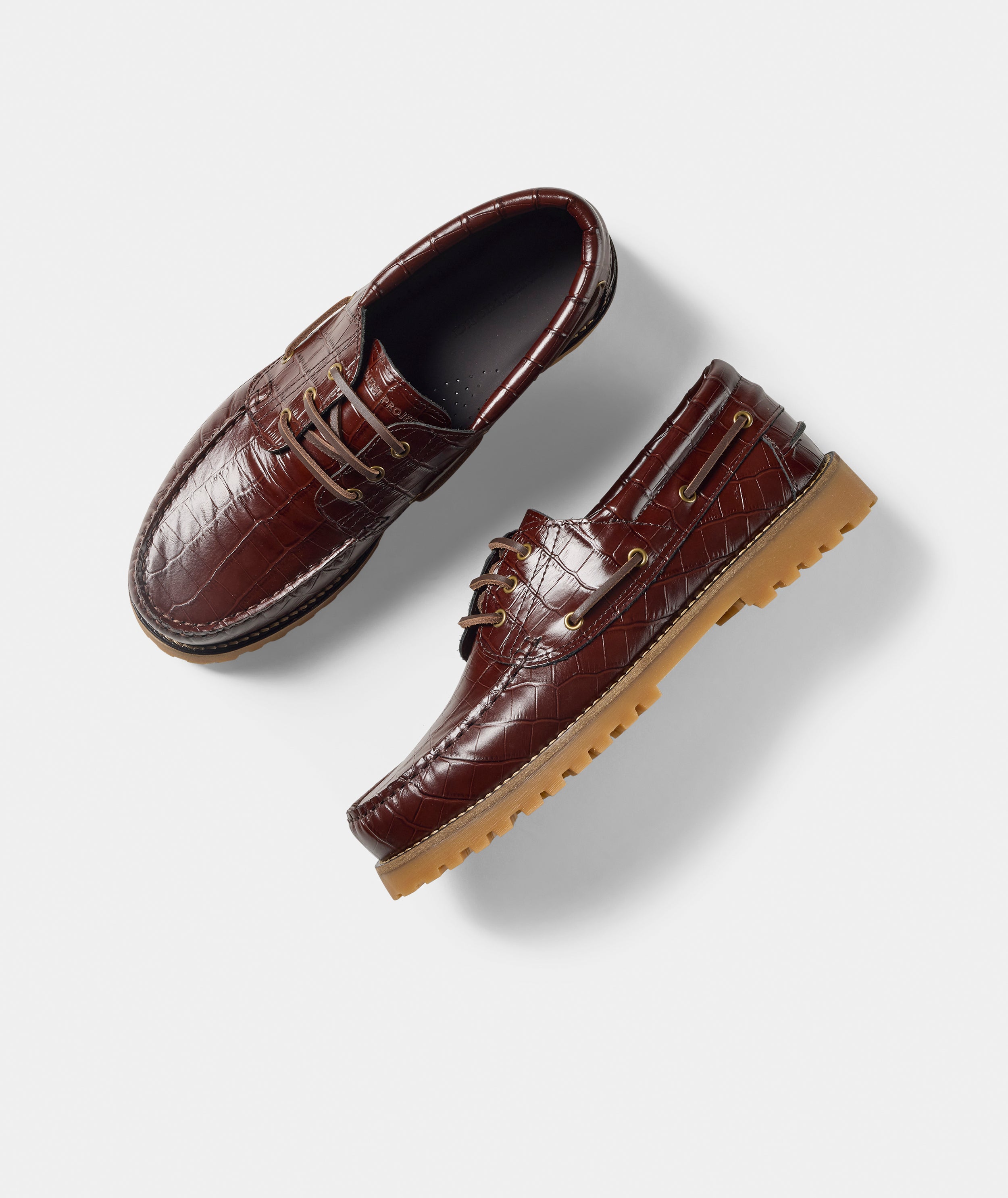 GARMENT PROJECT MAN Ollie Boat Shoe - Brown Croco Leather Shoes 800 Brown