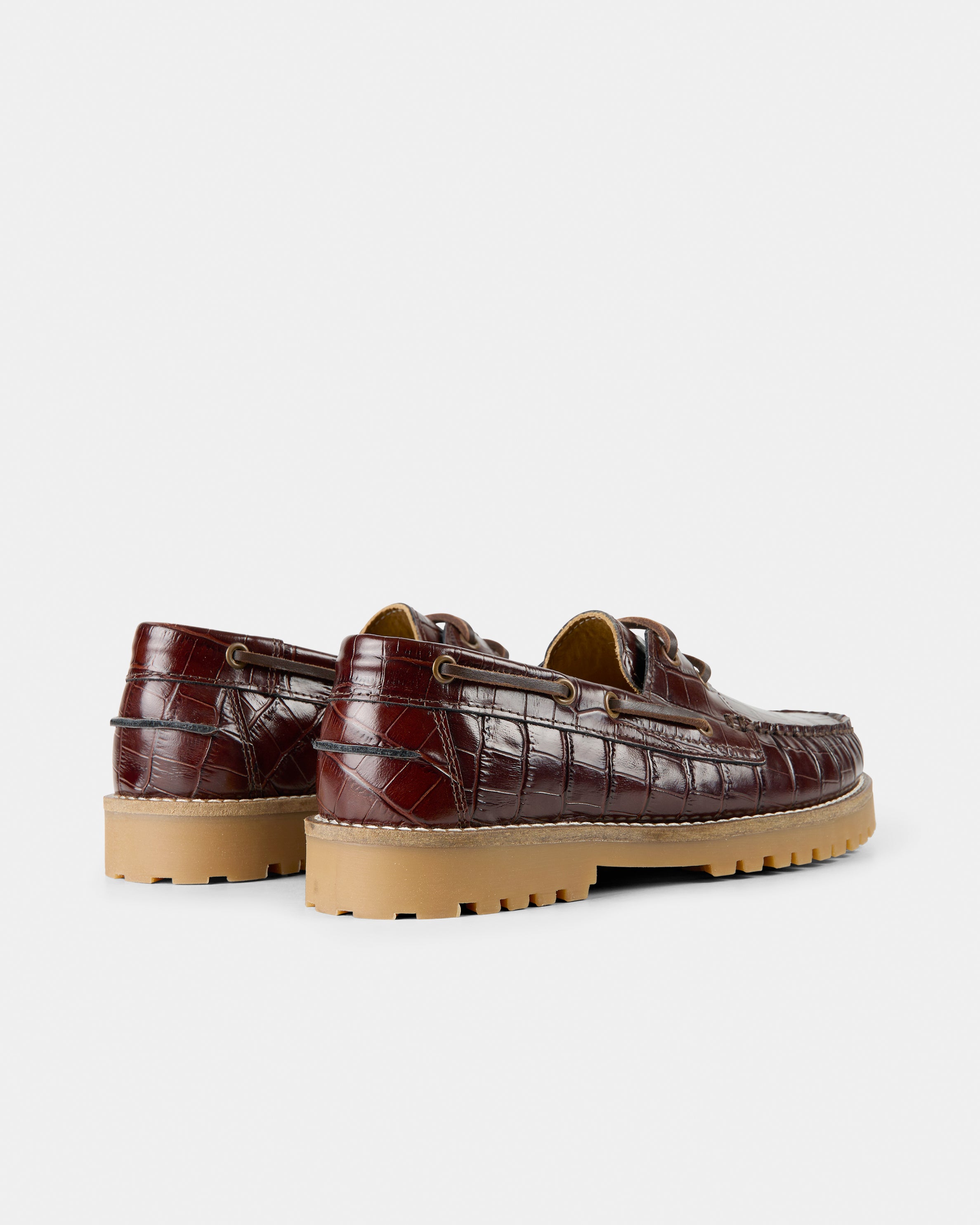 GARMENT PROJECT WMNS Ollie Boat Shoe - Brown Croco Leather Shoes 800 Brown