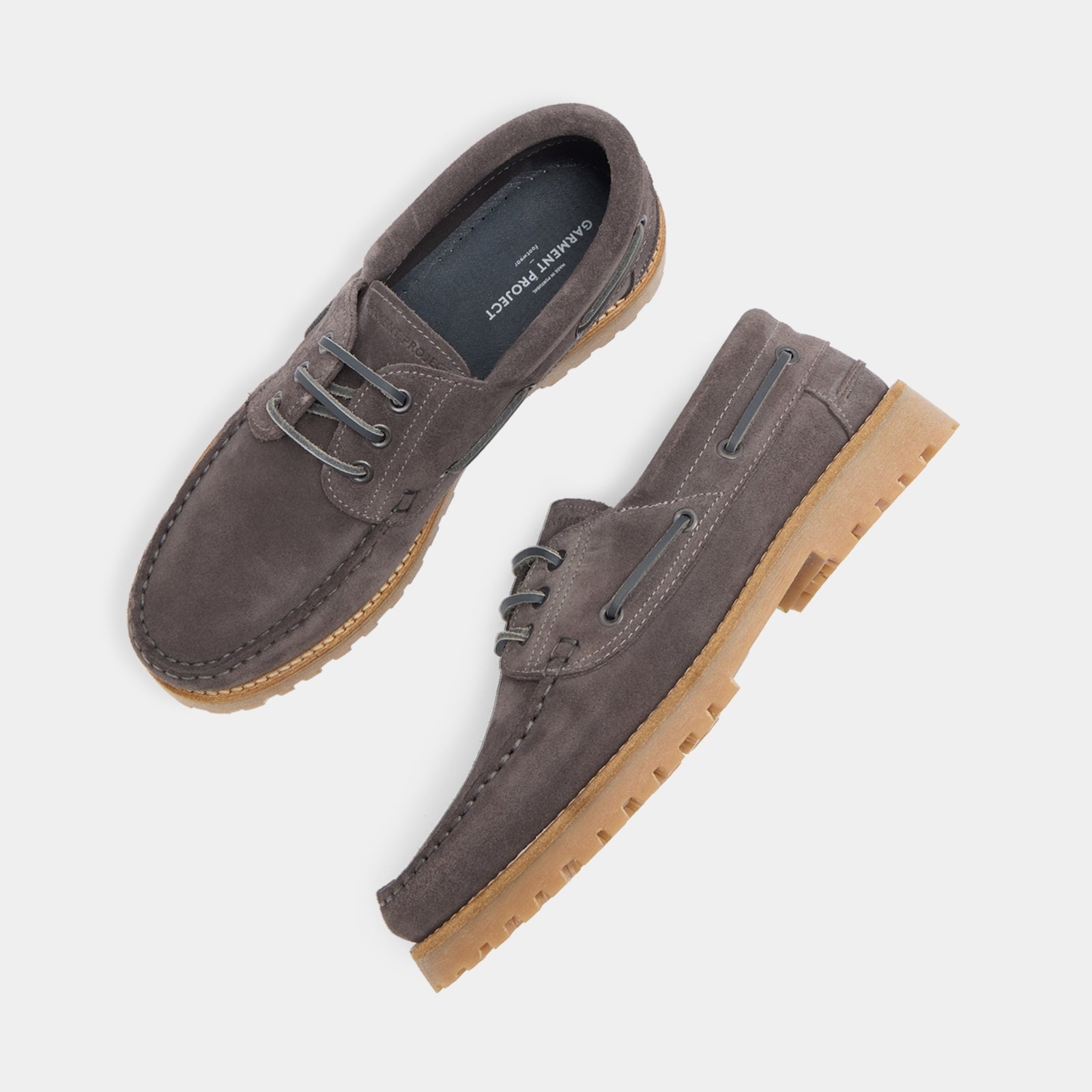 GARMENT PROJECT MAN Ollie Boat Shoe - Charcoal Suede Shoes 445 Charcoal