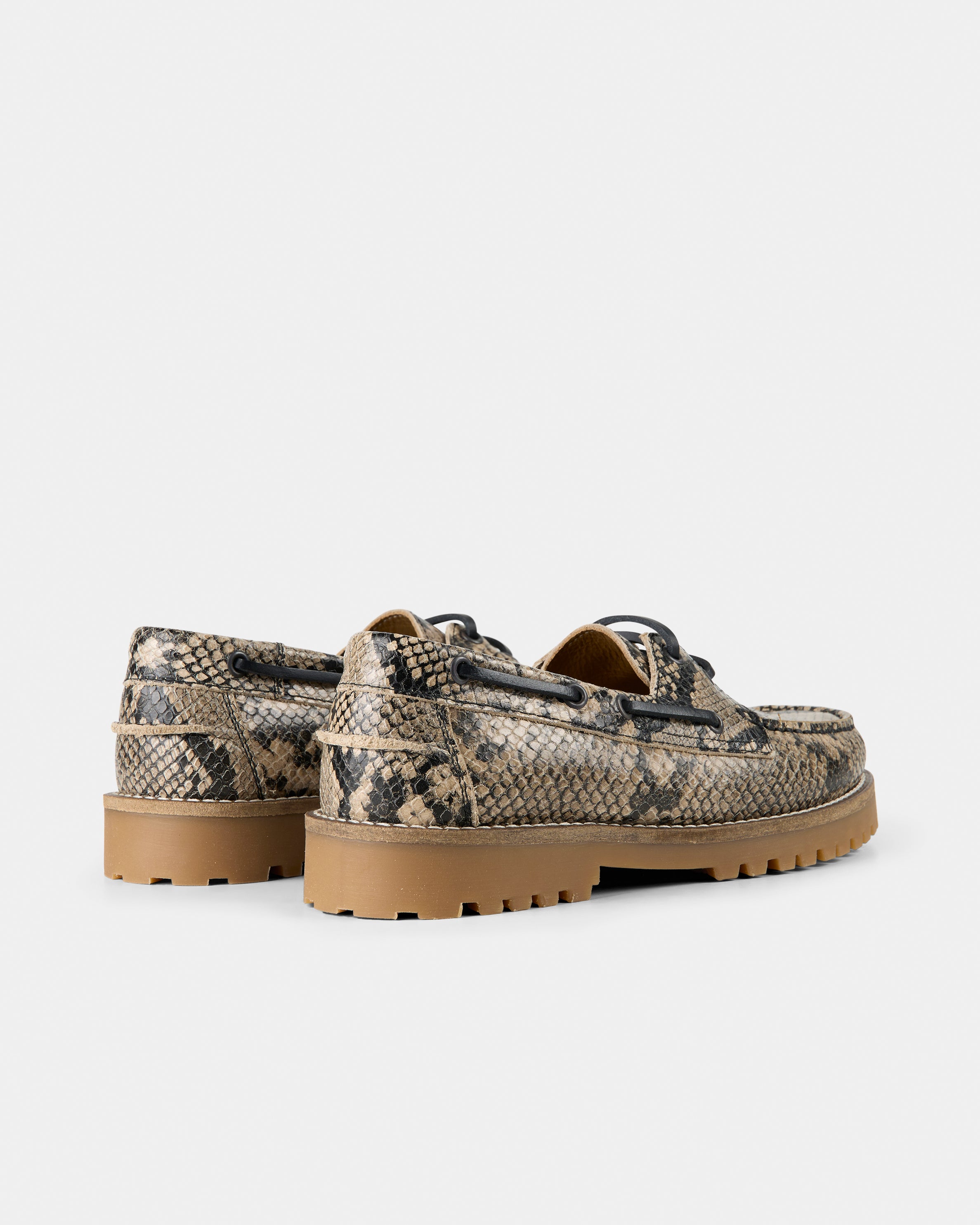 GARMENT PROJECT WMNS Ollie Boat Shoe - Earth Snake Leather Shoes
