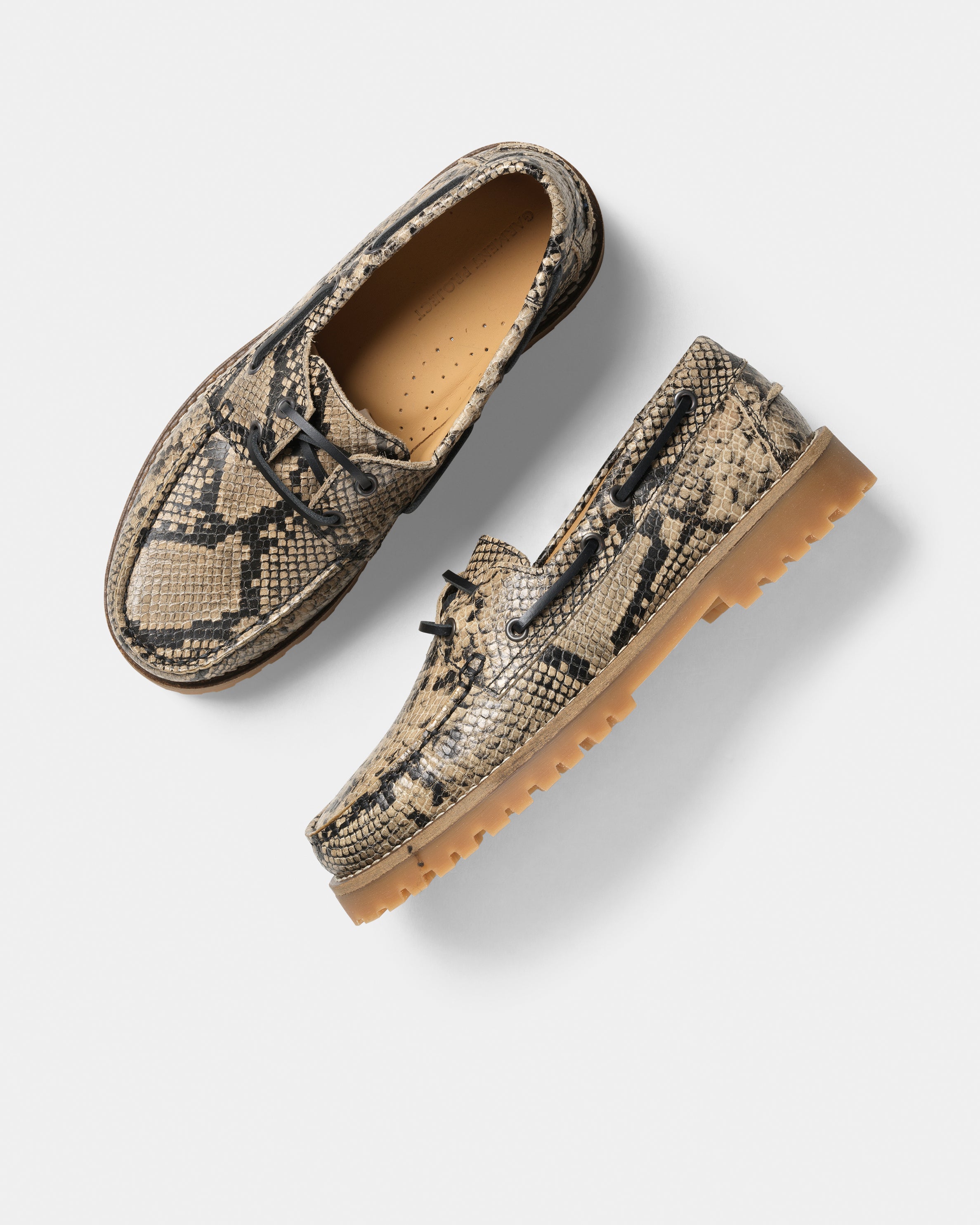 GARMENT PROJECT WMNS Ollie Boat Shoe - Earth Snake Leather Shoes