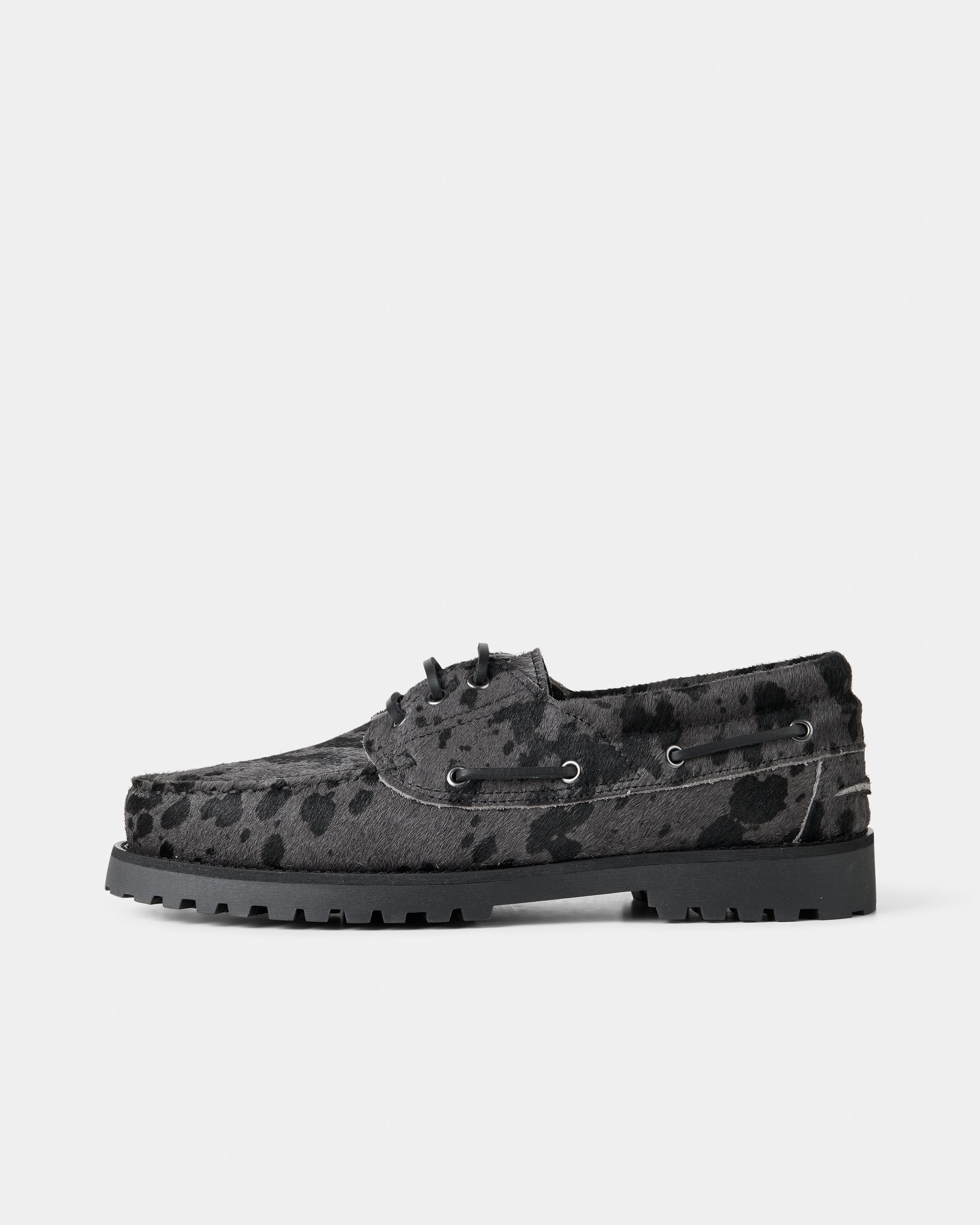 GARMENT PROJECT MAN Ollie Boat Shoe - Grey Pony Hair Shoes 400 Grey