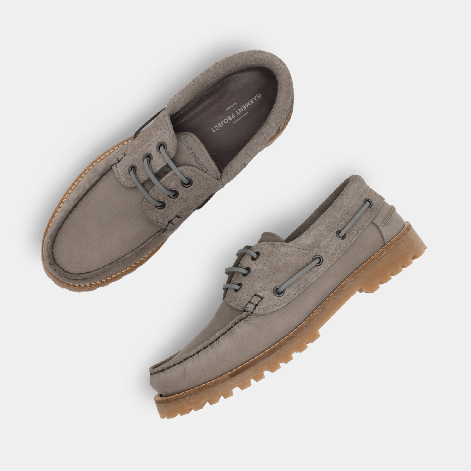 GARMENT PROJECT MAN Ollie Boat Shoe - Light Grey Nubuck/Hairy Suede Shoes 410 Light Grey