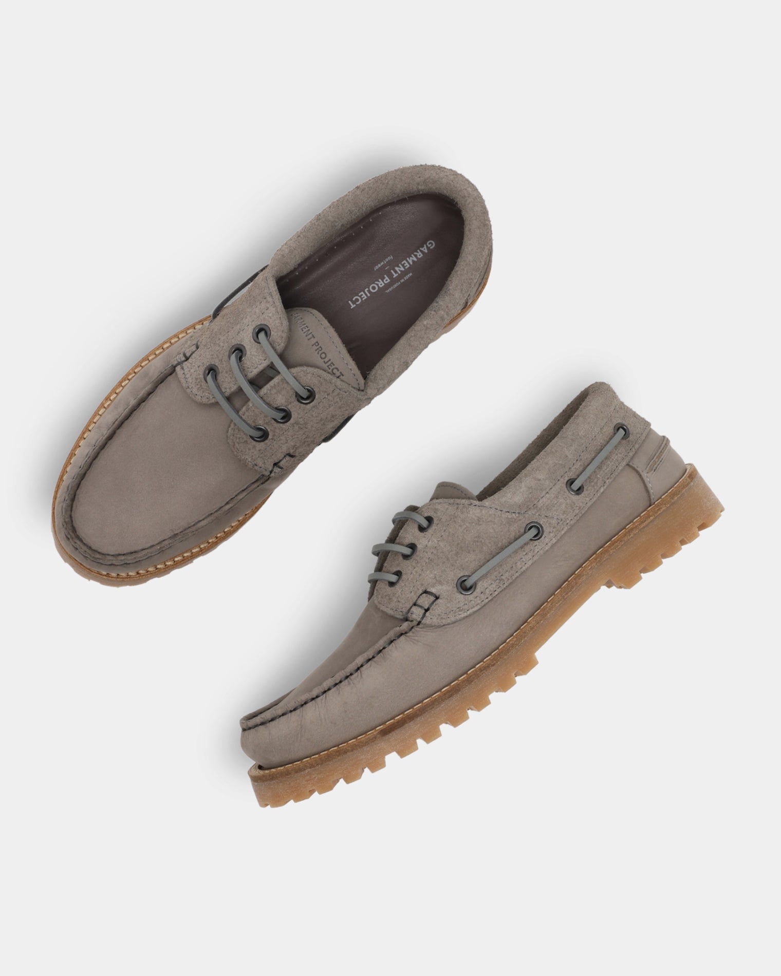 GARMENT PROJECT MAN Ollie Boat Shoe - Light Grey Nubuck/Hairy Suede Shoes 410 Light Grey