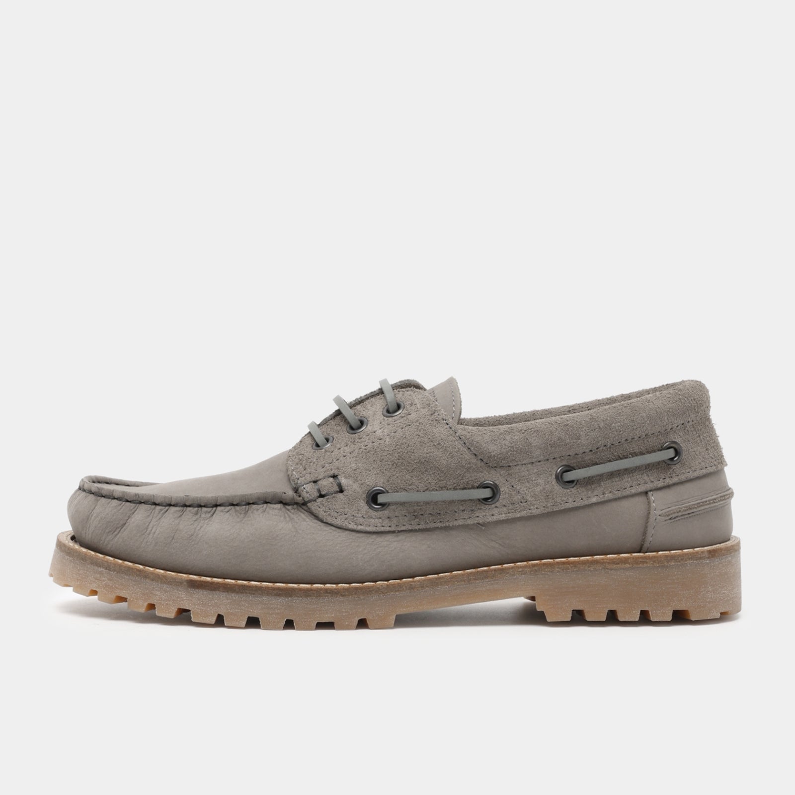 GARMENT PROJECT MAN Ollie Boat Shoe - Light Grey Nubuck/Hairy Suede Shoes 410 Light Grey